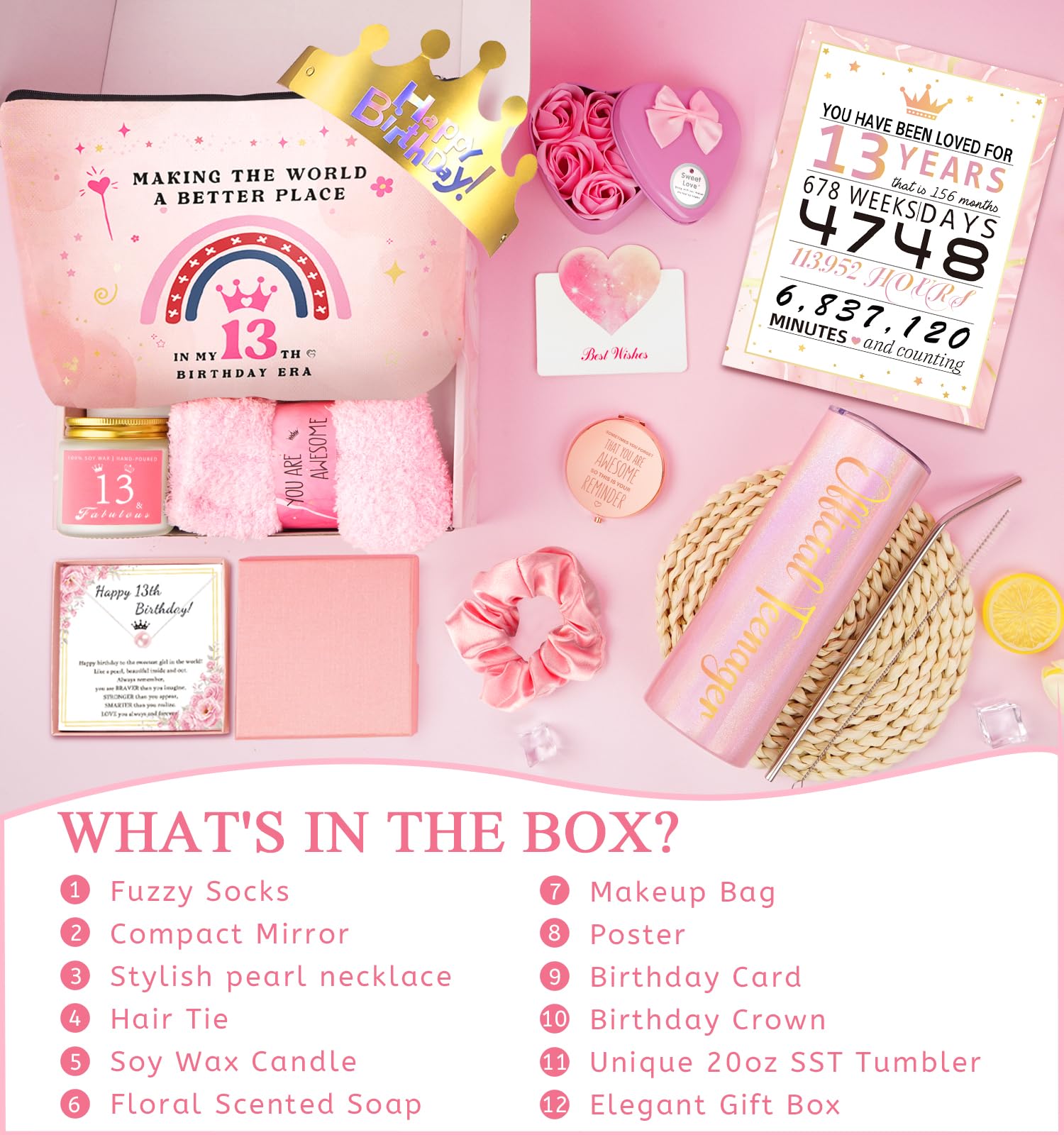 13 Year Old Girl Gifts, 13th Birthday Gifts for Girls Birthday Gifts for 13 Year Old Girl, Gift Ideas for Teen, Daughter, Niece,