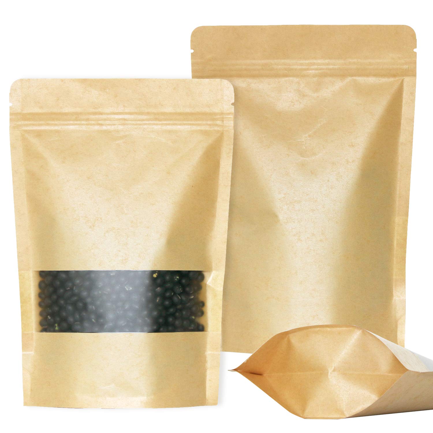 Sumdirect Kraft Zip Lock Stand Up Bags Pouches With Notch And Matte Window 5.9X8.6 Inches,5.7Oz,Pack Of 50