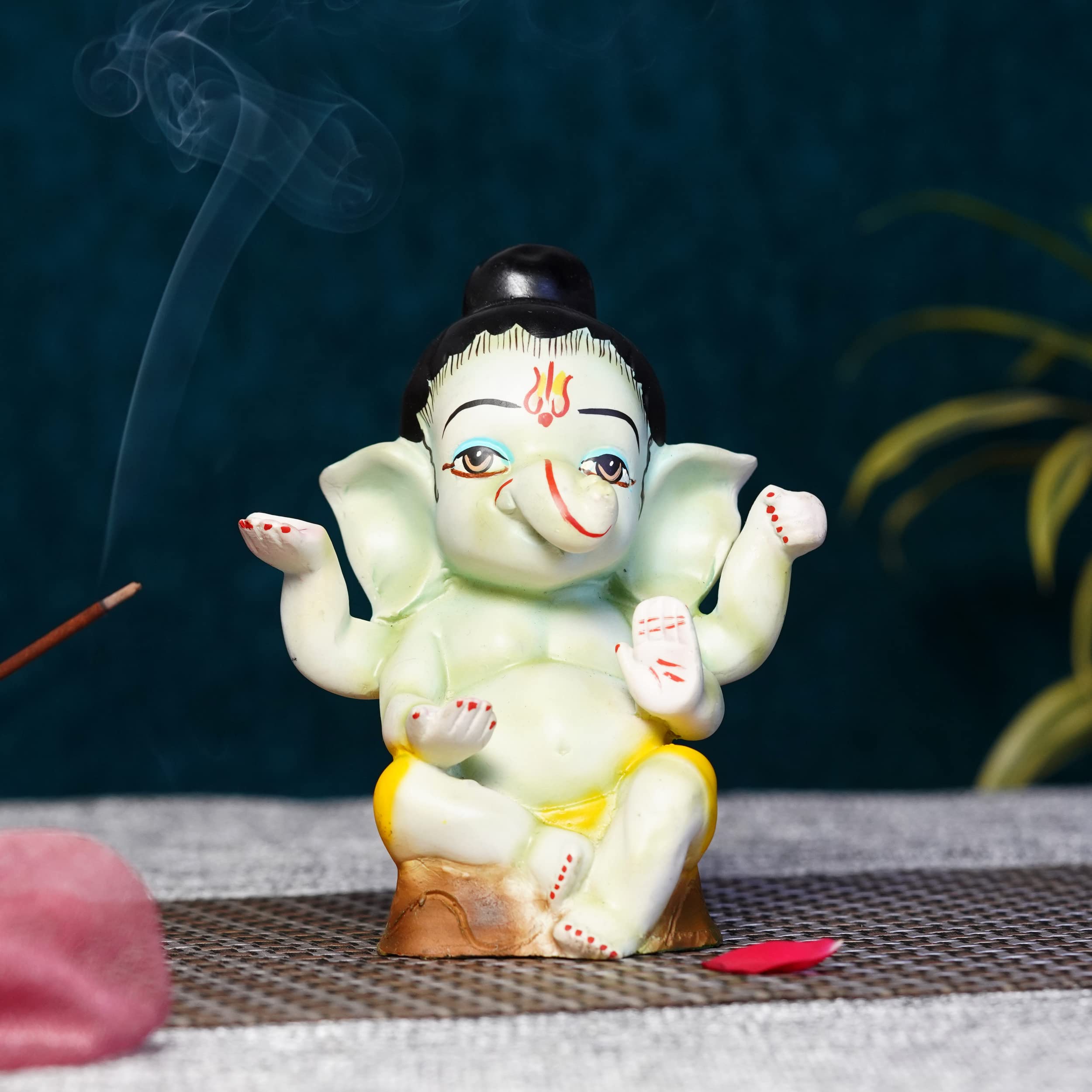 Lupaava Lord Ganesha Idol | Ganesh Ganpati Bappa Idol For Car Dashboard | Living Room | Drawing Room (9 X 9 X 15.8 Cm, Polyresin