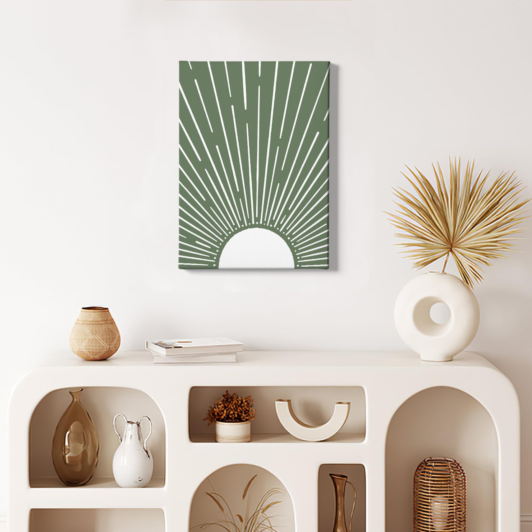 Hiwx Boho Sun Framed Canvas Pictures Wall Art Decor,Boho Wall Art,Boho Office Bathroom Decor,Bohemian Boho Sun Sunrise Sunshine