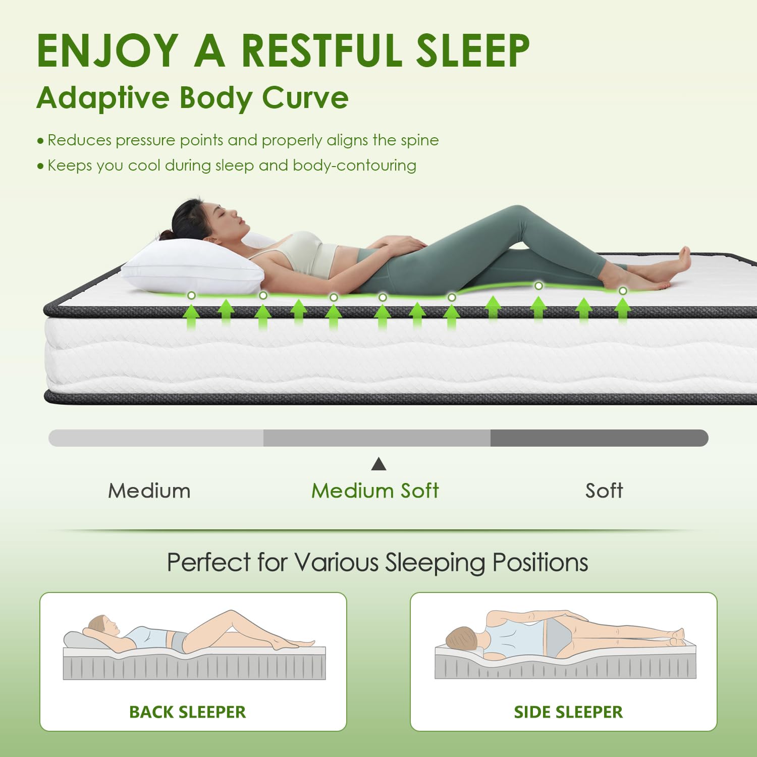 Paylesshere 6 Inch Hybrid Mattress With Innerspring And Foam/Fiberglass Free/Medium Firm Spring Mattress/Queen Size Mattress In