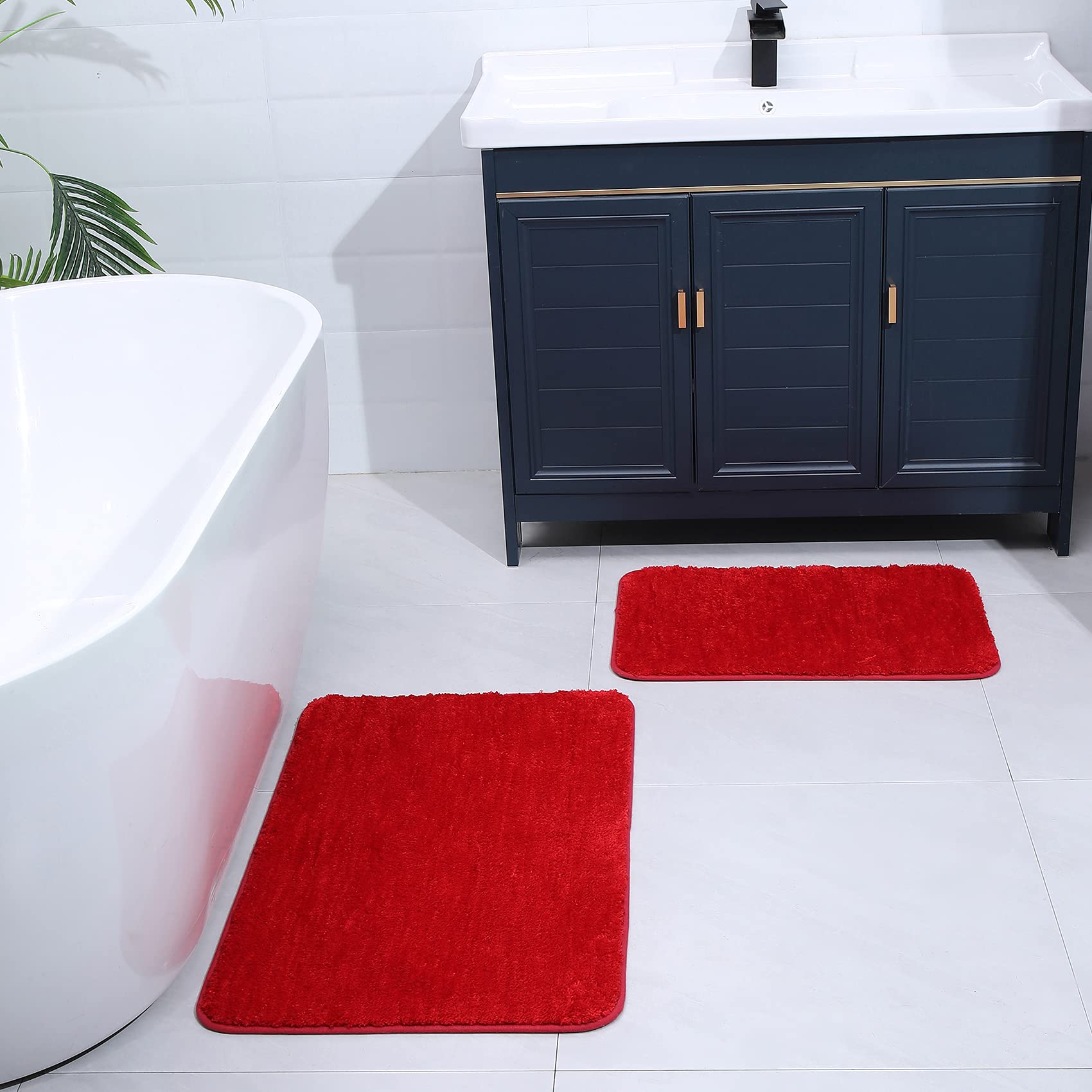 Dshxl 2 Piece Bathroom Rugs And Mats Sets, Soft Bath Mats For Bathroom With Non-Slip Backing, Machine Washable Microfiber Absorb