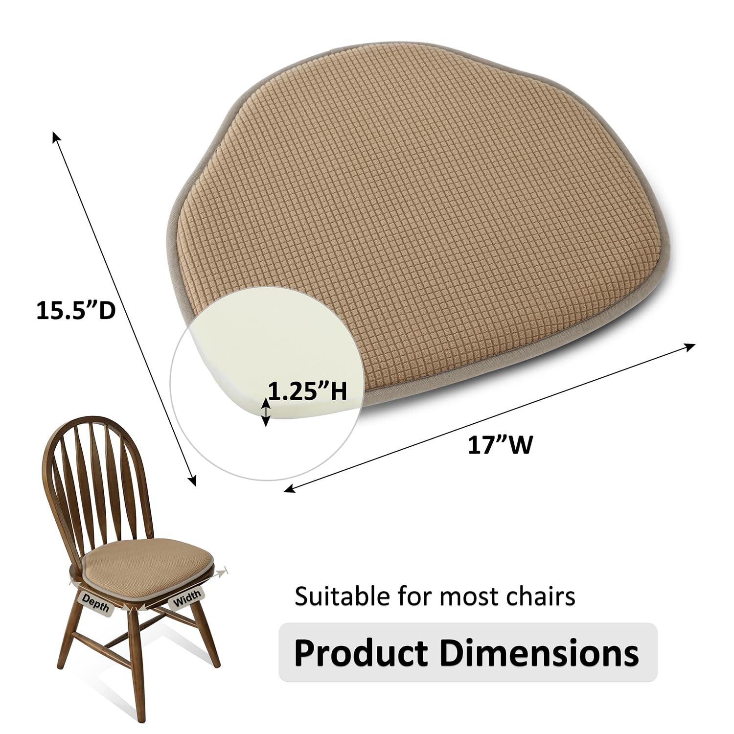 Shinnwa Windsor Chair Cushions Farmhouse Seat Cushion For Kitchen Chairs Brown Non Slip Chair Pads For Dining Room With Foam Pad