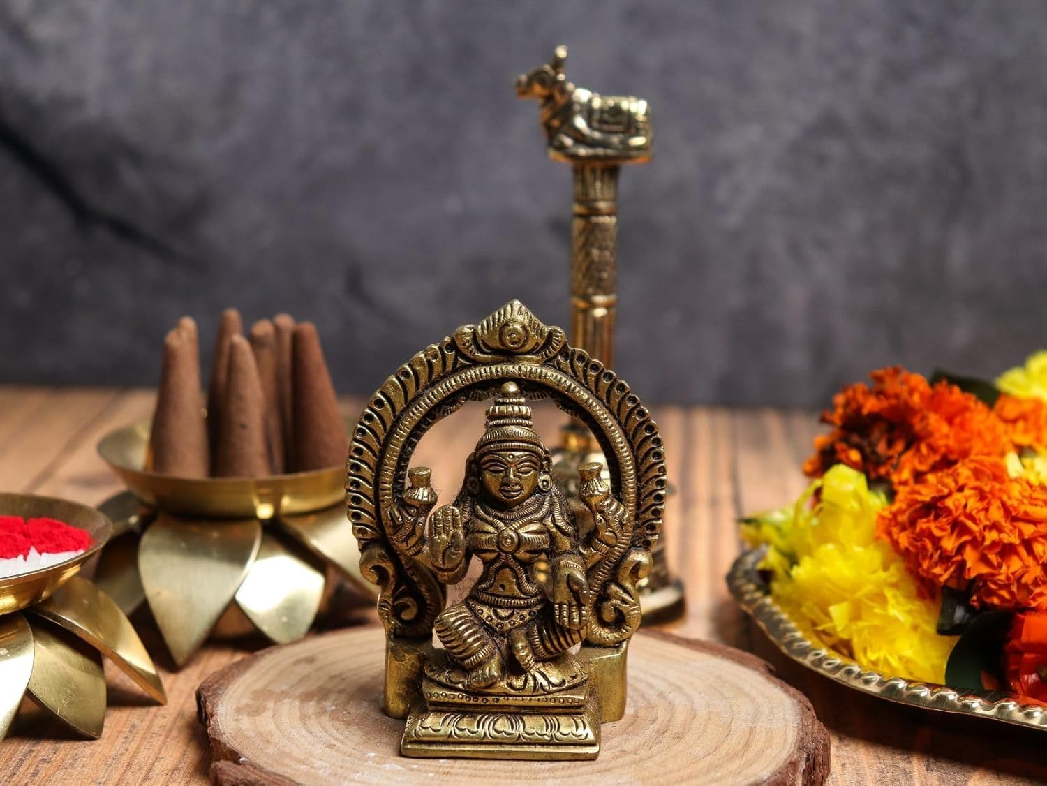 The Spiritual Living Pure 100% Brass Lakshmi Ganesh Idol | 3.5 Inch | Laxmi Ganesh Murti | Pital | Ganpati And Laxmi For Pooja |