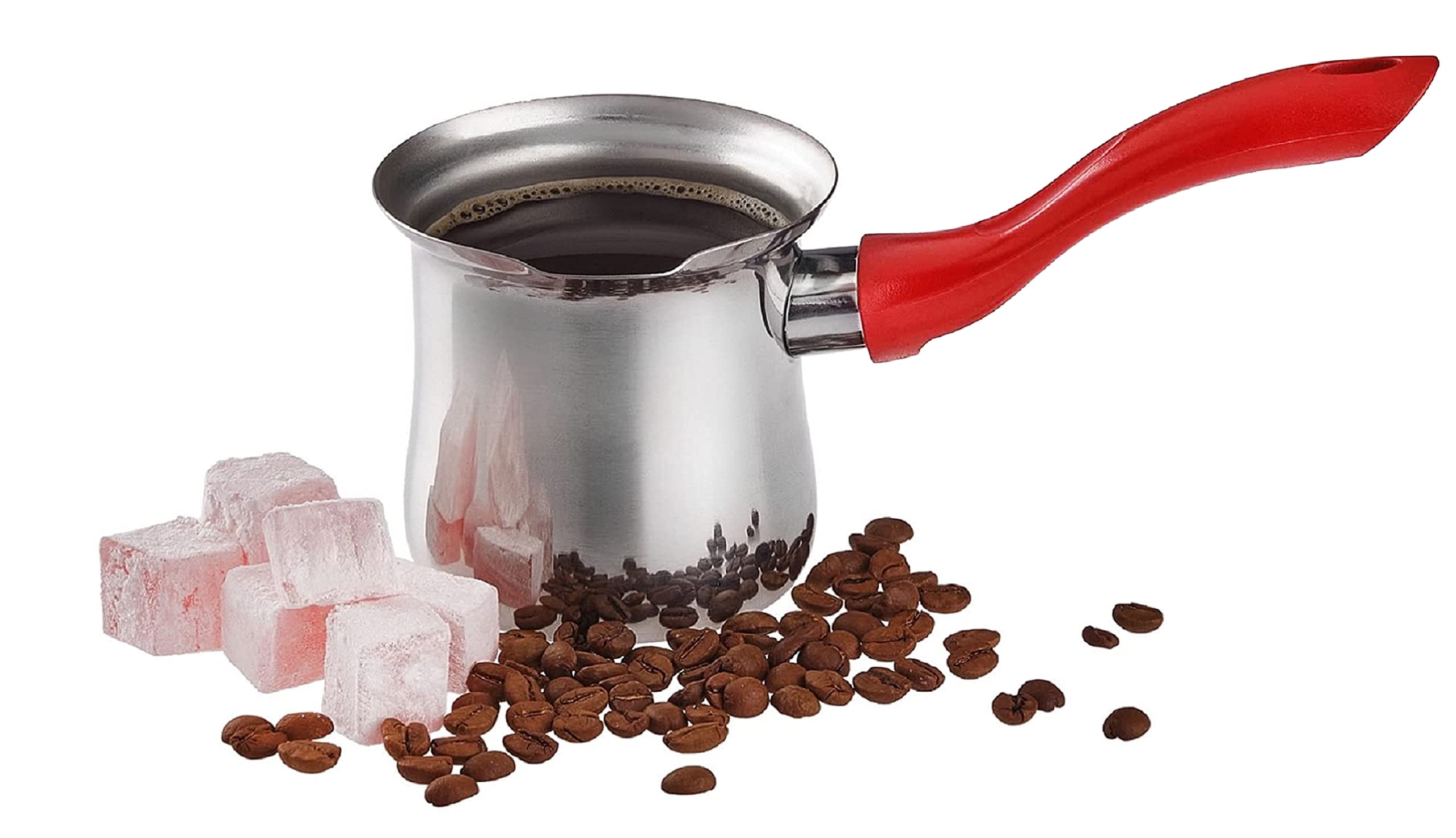 Destalya Turkish Coffee Pot Stainless Steel | 10.14 Fl Oz Ibrik Briki Coffee Pot | Small Hot Pot With Spout For Stove Top | Turk