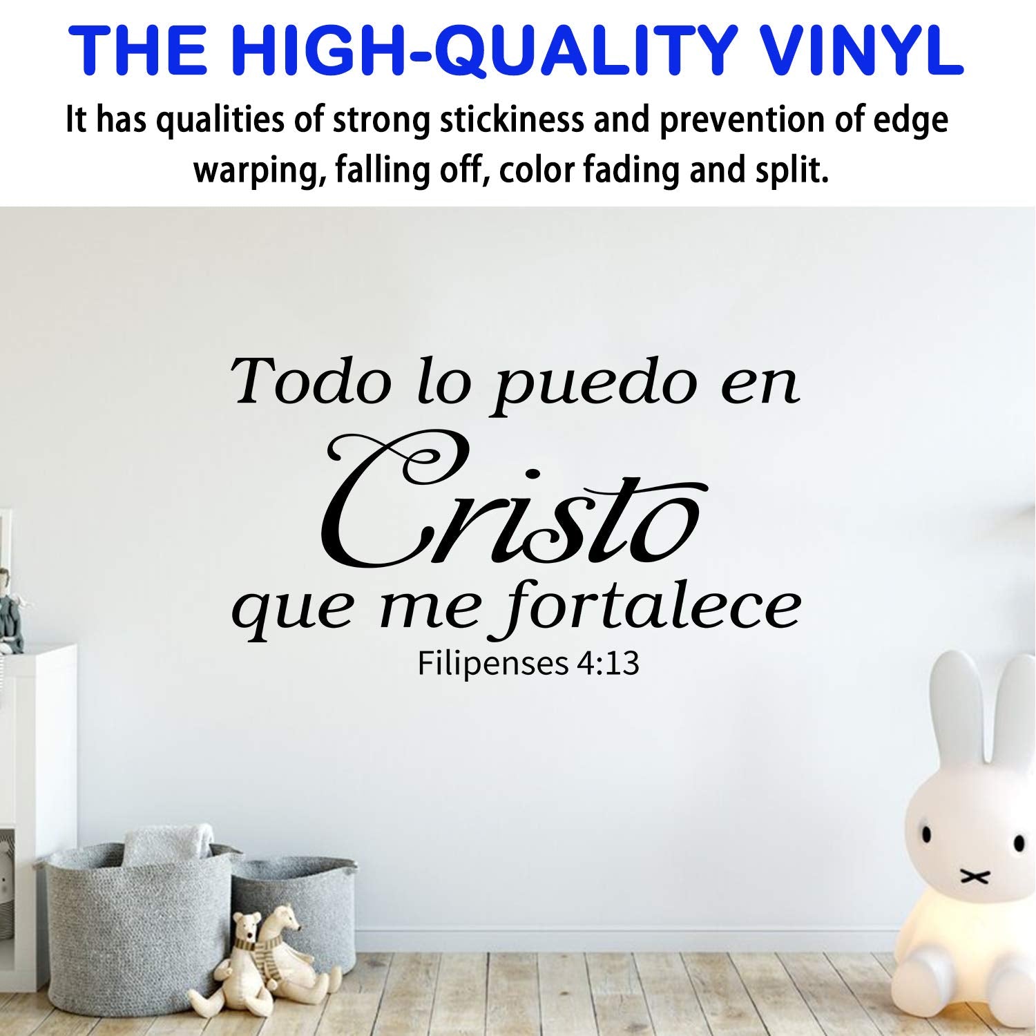 AnFigure Vinilos Decorativos para Pared  Frases para Decorar Pared En Espa?l  Dios Biblicos Calcomanias Quotes Home Art Decor Vinyl Stickers Spanish Todo Lo Puedo En Cristo Que Me Fortalece 21''x12''