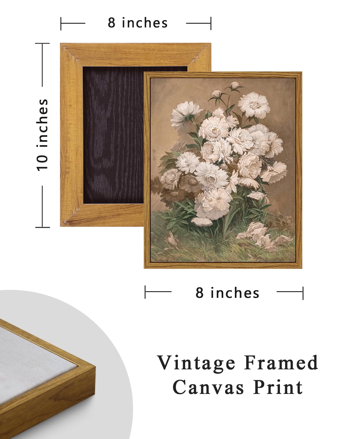 Arpeotcy Framed Canvas Wall Art Decor, 8X10Inch, Farmhouse Peonies Flower Kitchen Wall Decor, Rustic Art Prints For Home Decor A