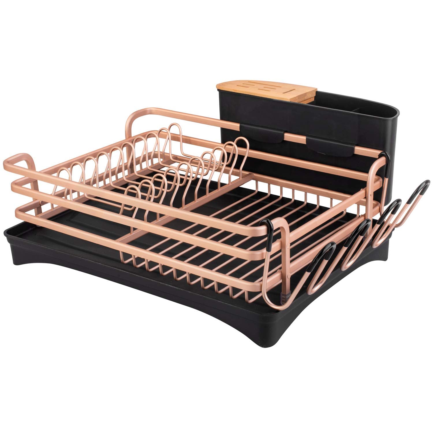 Brian & Dany Aluminum Dish Drying Rack, Dish Racks For Kitchen Counter, Dish Drainer With Removable Cutlery Holder & Cup Holder,