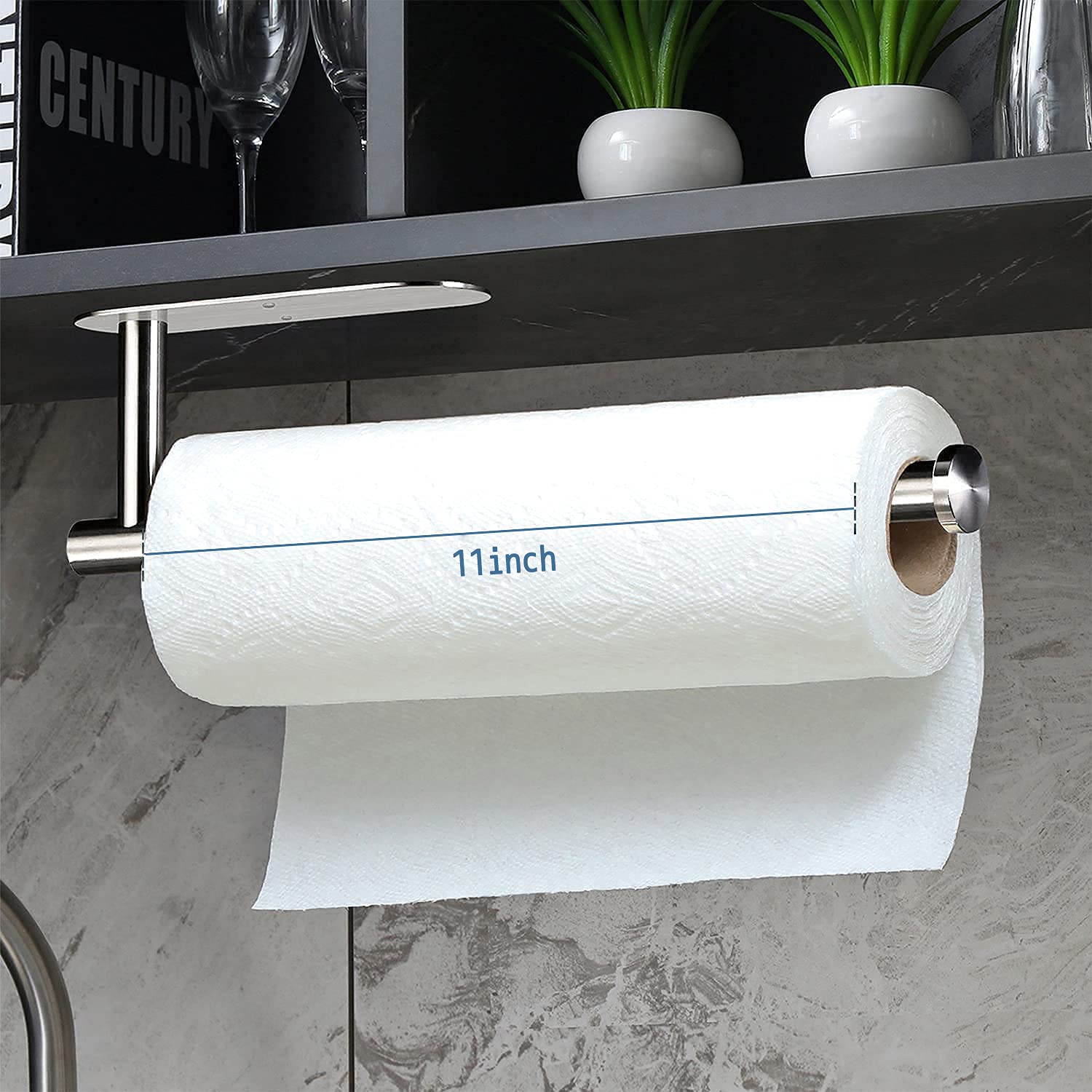Paper Towel Holder Under Cabinet - Self Adhesive Paper Towel Roll Holder Wall Mount, Gewtur Stainless Steel Paper Towel Holder F