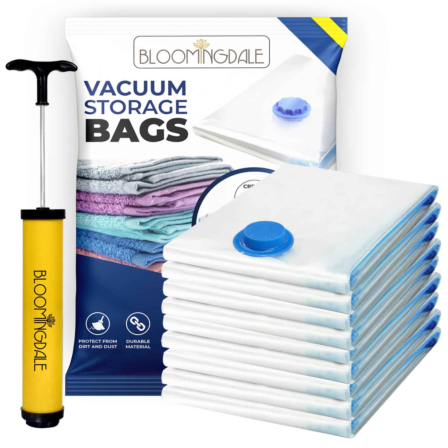 Bloomingdale Vacuum Bags For Clothes With Pump Vacuum Bags For Travel Reusable For Space Saving Ziplock Bags For Travel Packing 