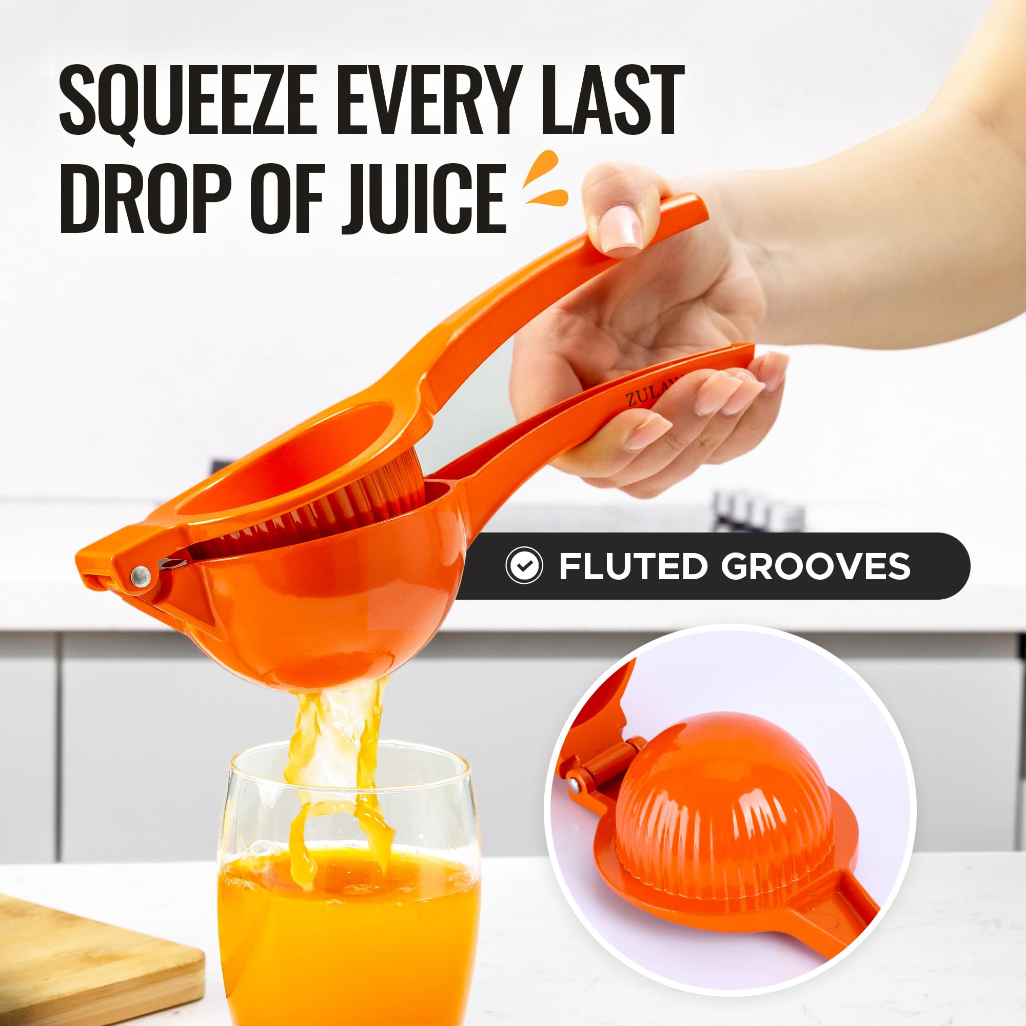 Zulay Premium Quality Metal Orange Squeezer, Citrus Juicer, Manual Press For Extracting The Most Juice Possible - Orange Juicer
