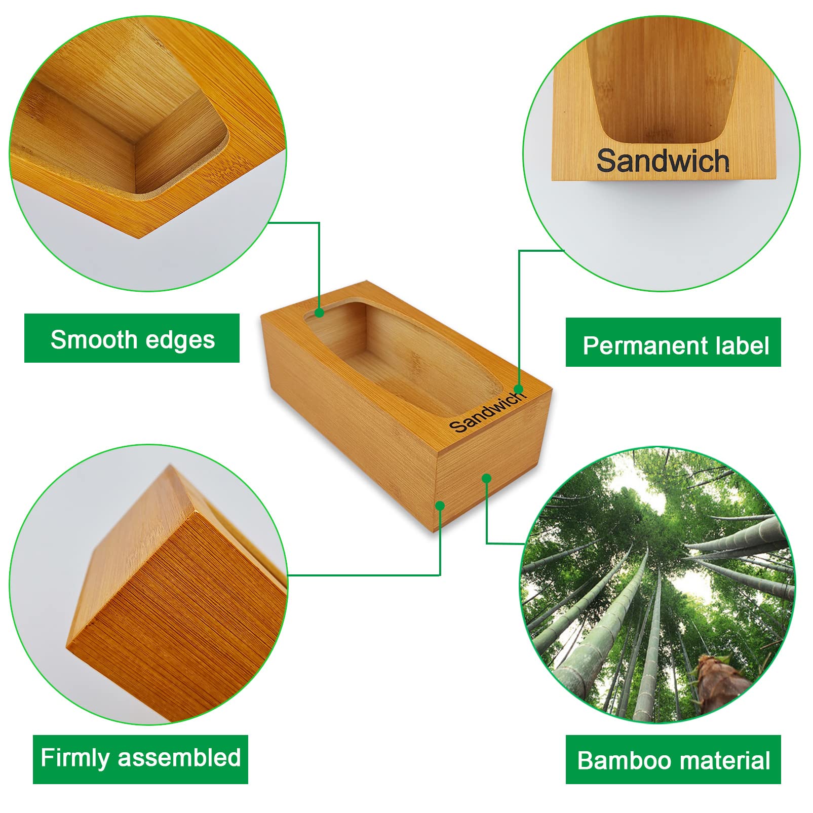 Crakth Bamboo Ziplock Bag Storage Organizer For Kitchen Drawer, 4 Separate Baggie Organizer, Suitable For Gallon, Quart, Sandwic