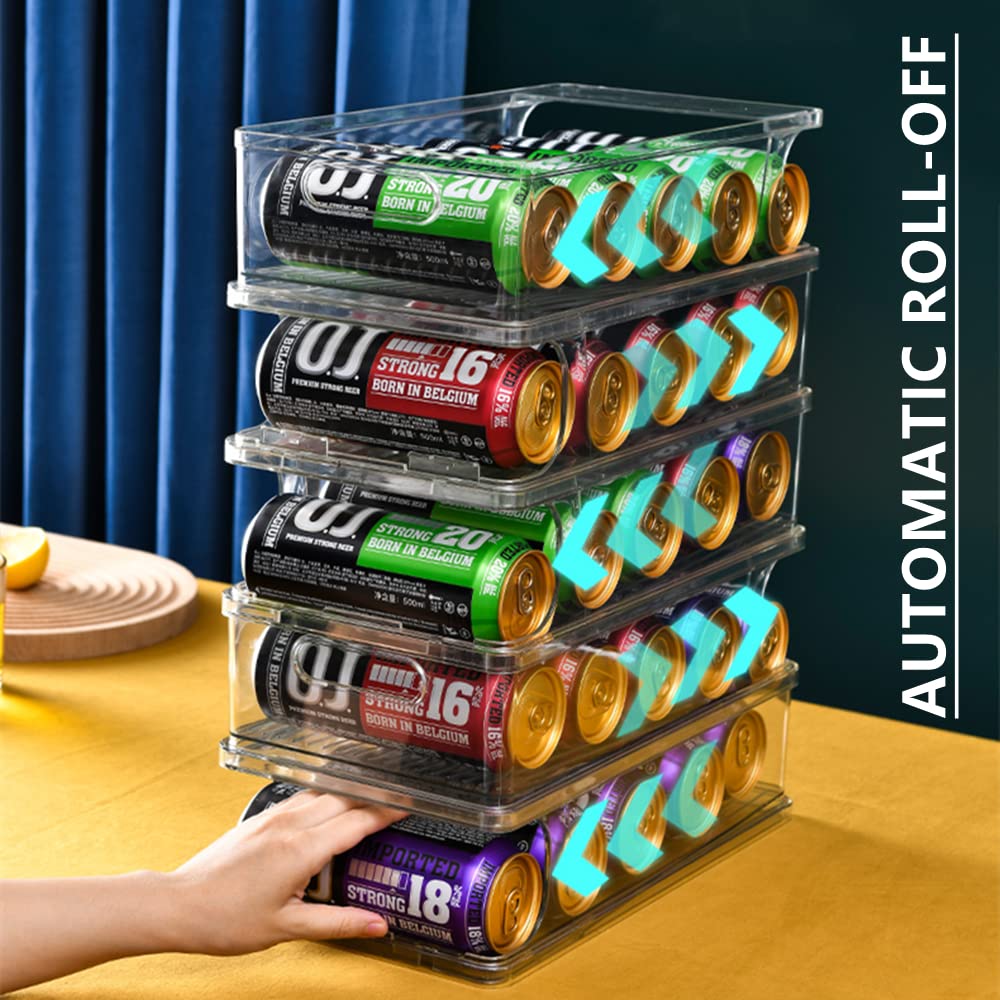 Xicennego 2-Tier Large Stackable Soda Can Organizer For Refrigerator - For Tall Cans Of 500Ml/17Oz - Fridge Can Organizer Dispen