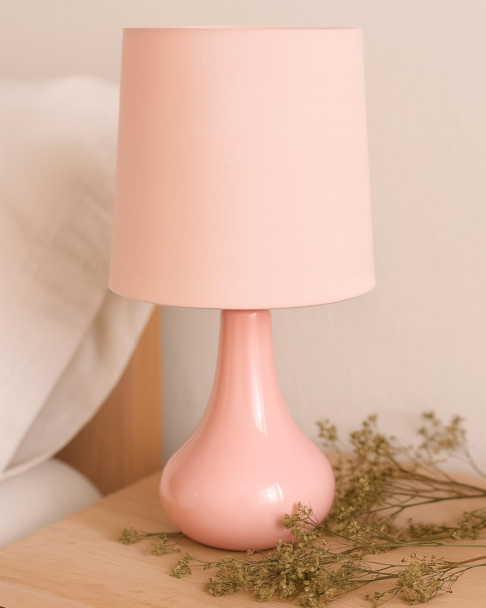 Homesake Modern Small Ceramic Led Table Lamp, Classic Bedside Desk Lamp For Living Room Bedroom, Farmhouse Nightstand Lamps With