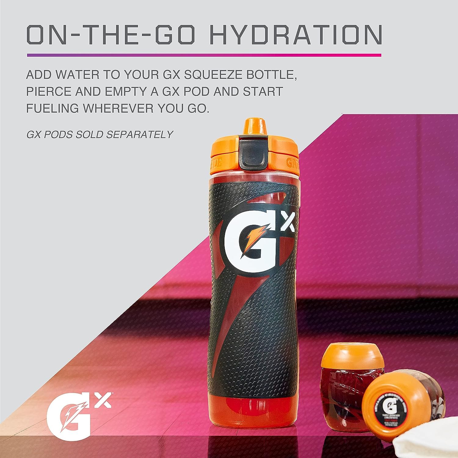 Gatorade Gx Sports Bottle, Faded Flag, Plastic, 30Oz