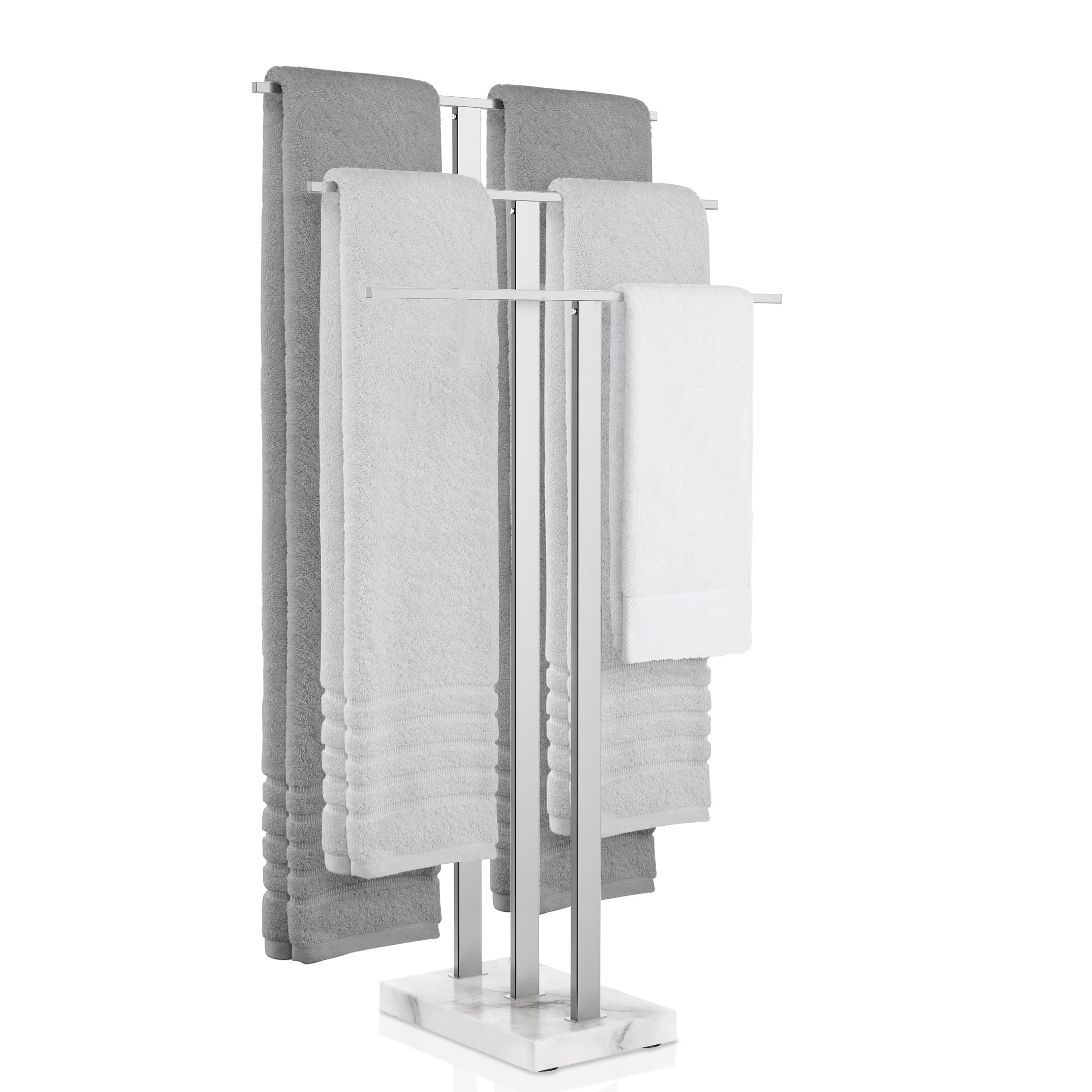 KES Standing Towel Rack 3-Tier with Marble Base, Free Standing Towel Racks for Bathroom Floor, Fits Large Bath Towel & Hand Towe