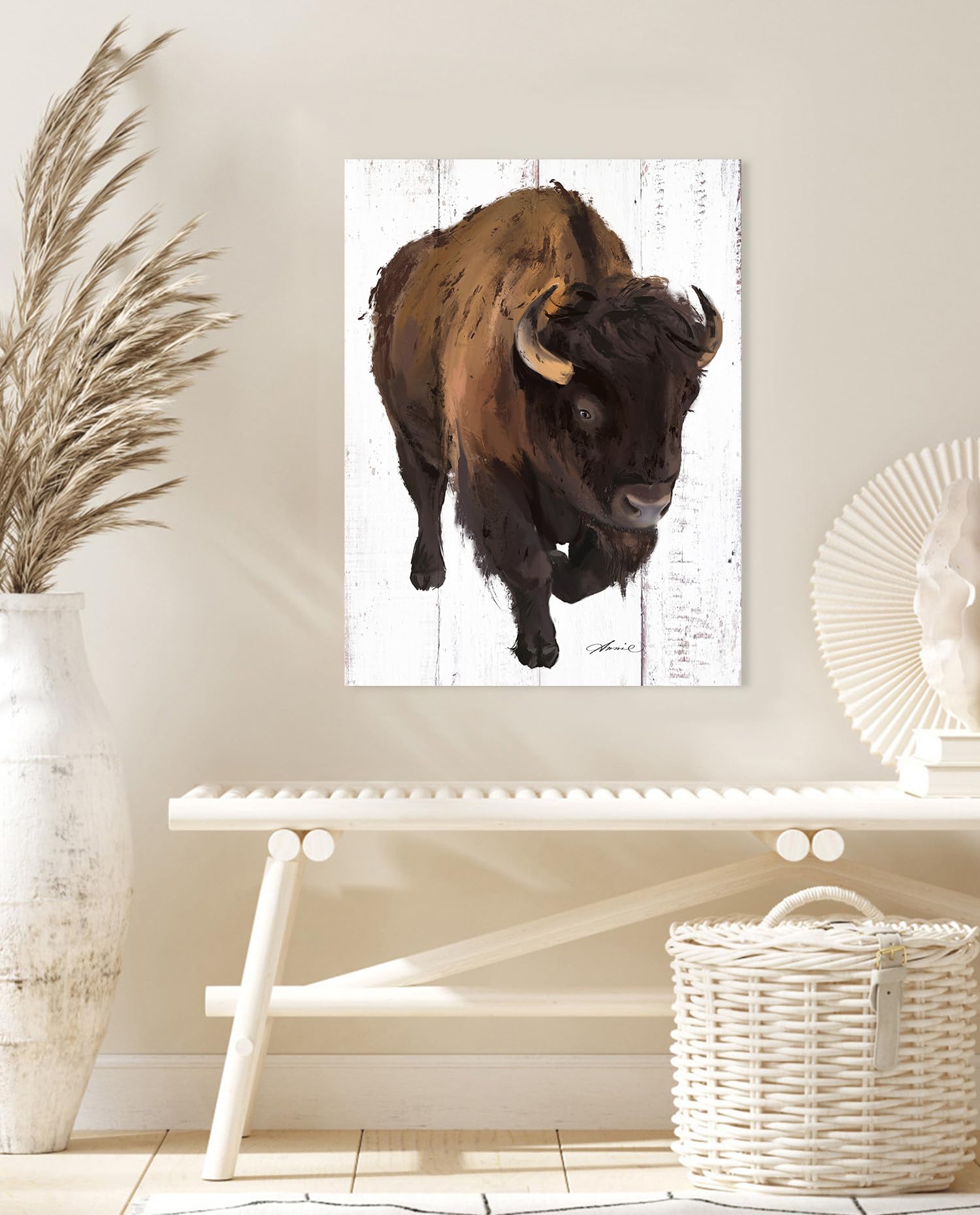Bison Pictures Wall Art:Highland Cow Pictures Wall Decor Framed Canvas Posters Rustic Wall Decor Living Room Bathroom Decoration