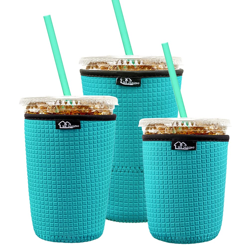 WK IEASON Reusable Iced Coffee Insulator Sleeve for Cold Beverages Universal Ice Coffee Sleeve Neoprene Cold Coffee Cup Sleeves 