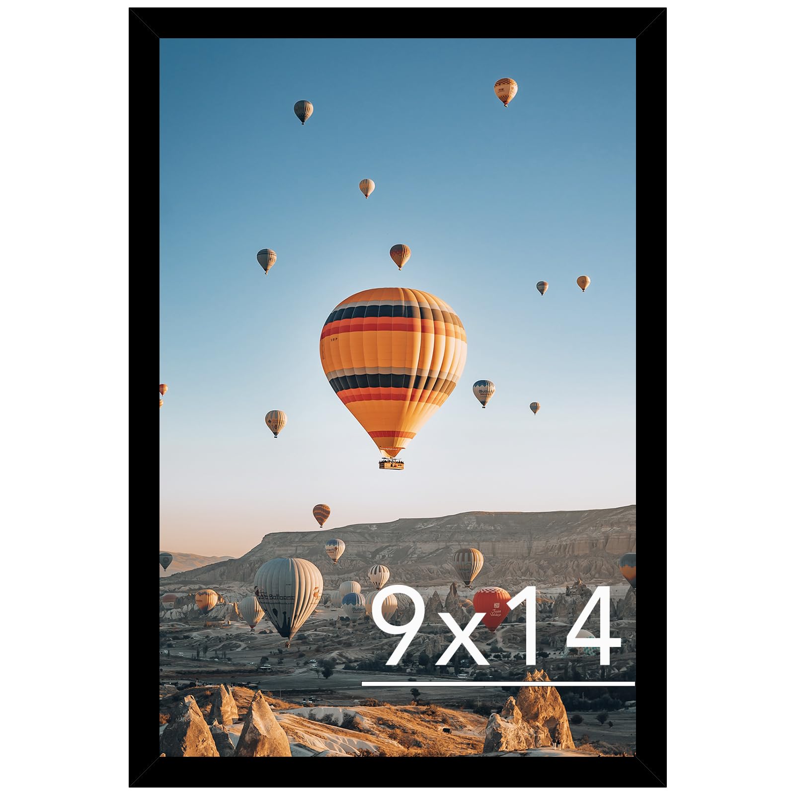 JCJMY 9x14 Picture Frame Black for Wall Hanging, Wall Mounting Horizontally or Vertically, 9 x 14 Wall Gallery Poster Photo Fram