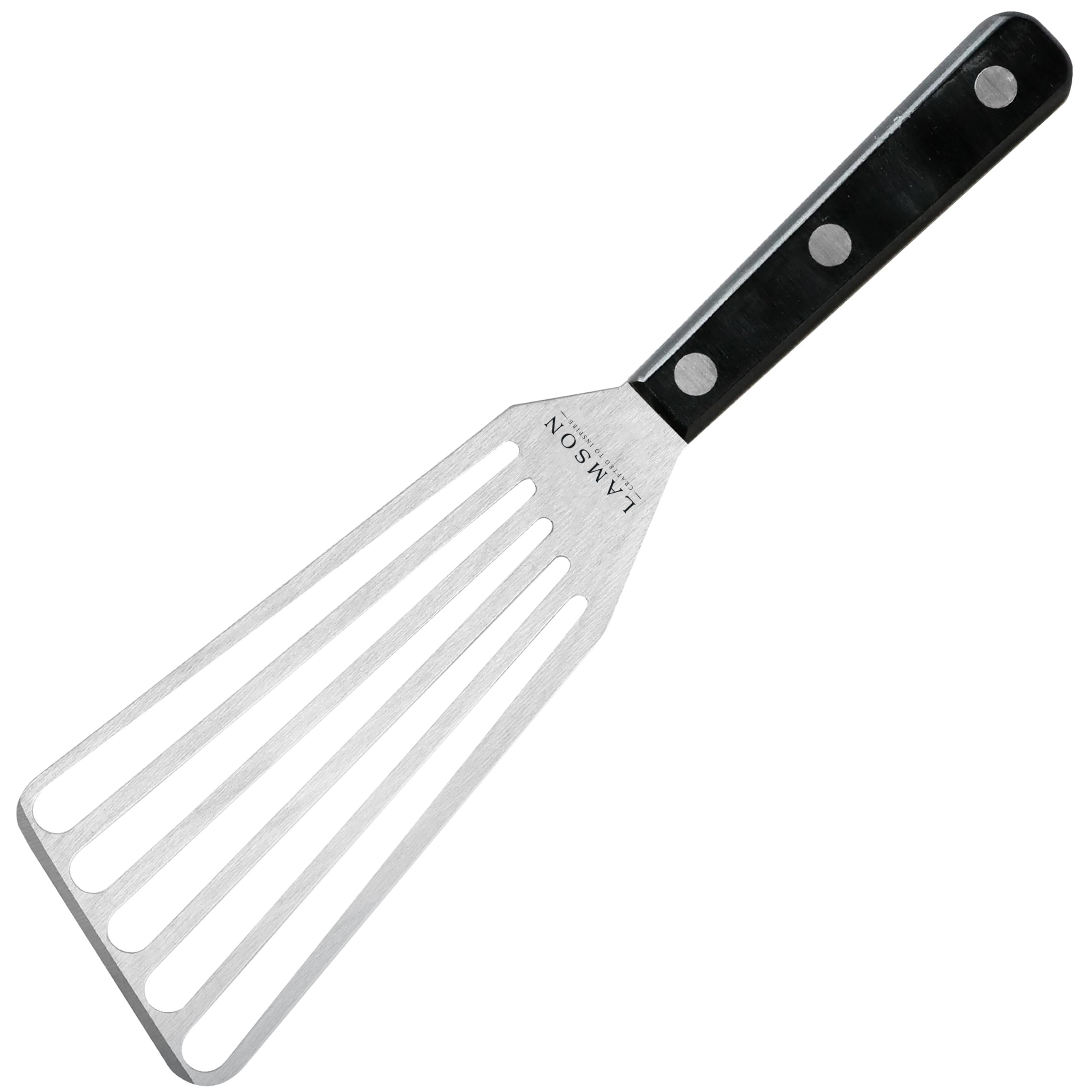 Lamson 3'' X 6'' Chef'S Slotted Turner With Noir Ultra Durable Handle - Left Hand