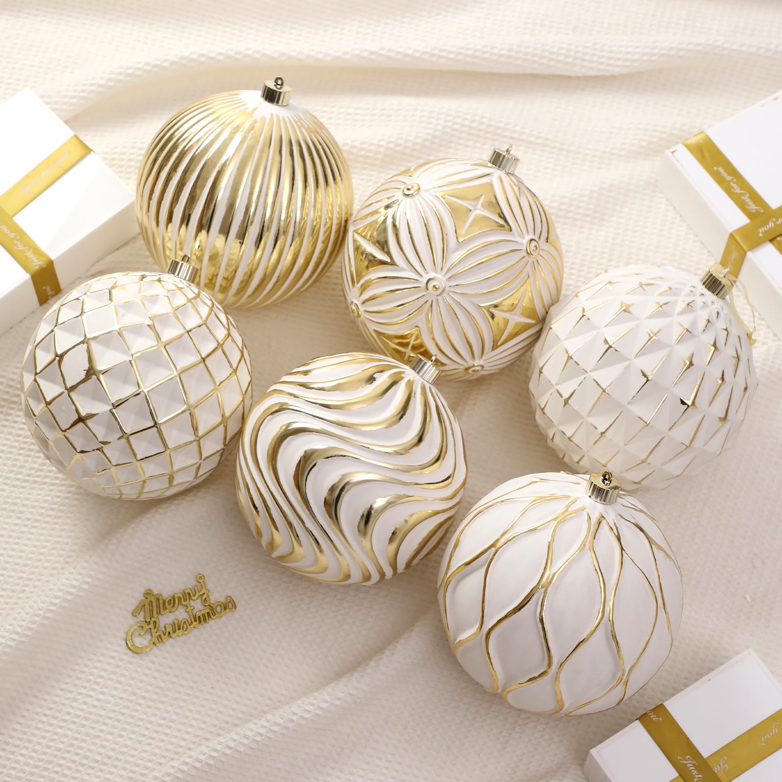 Lanpn 6 Pcs 8 Large Christmas Balls Ornaments, Outdoor Xmas Tree Hanging Decorations, Shatterproof Christmas Ball Ornament Set f
