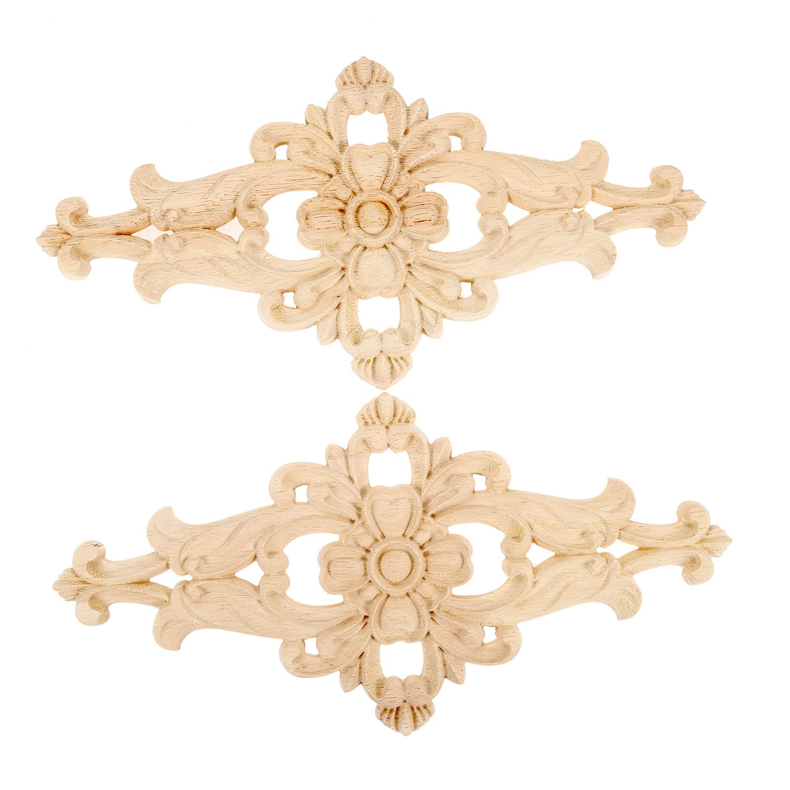 MUXSAM 1-Pack Wood-Carved Furniture Applique Onlay 27x14cm/10.63''x5.51''  Center Flower Decal for Cupboard Dresser Cabinet Chest Bed Door Wall Wardrobe Ceiling
