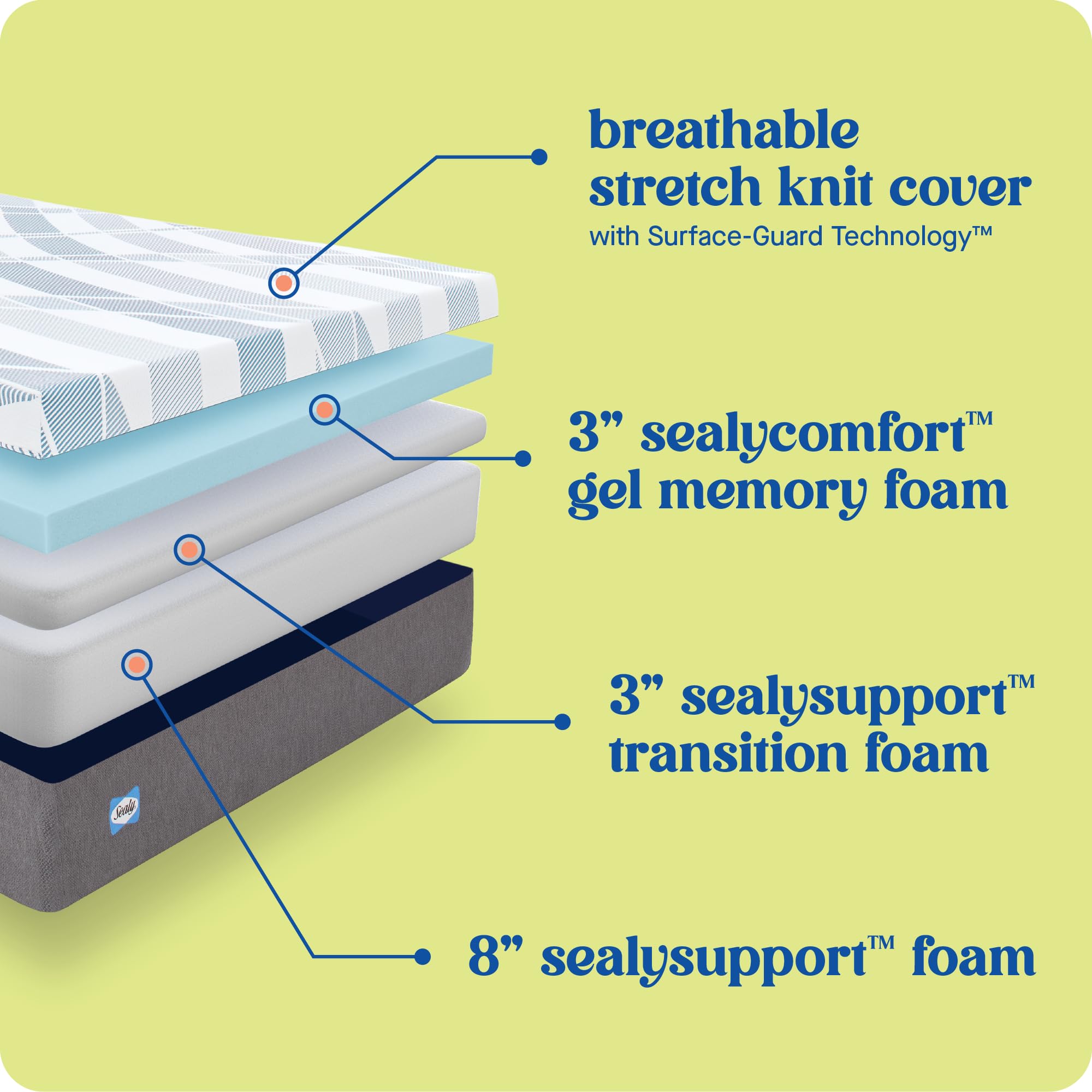 Sealy Dreamlife 14    Foam Mattress-In-A-Box, California King, Sealycomfort Gel Memory Foam, Sealysupport Transition Foam, Machi