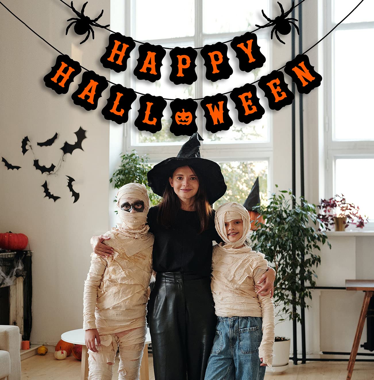 Jozon Happy Halloween Banner Halloween Bunting Banner Garland With Spider Pumpkin Sign For Halloween Party Decorations Halloween