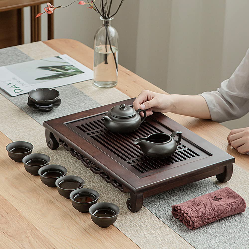Gongfu Tea Set Tea Tray Natural Bamboo Rectangle Chinese Tasteful Tea Table Tray Wood Water Storage Saucer Plate