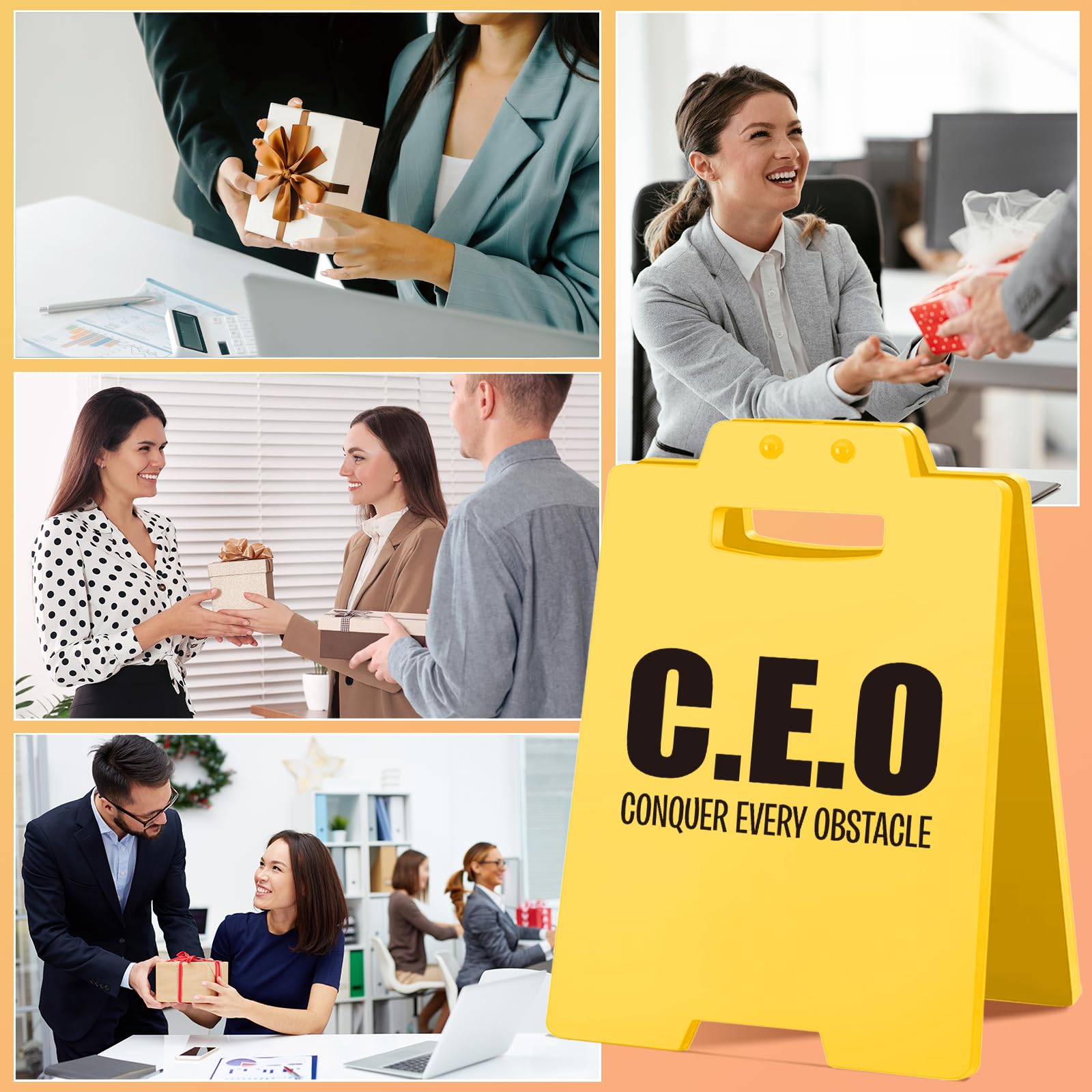 Motivational Desk Sign - Funny Gifts for Coworkers, Leaders, Bosses, and Friends, Positive Affirmation Sign for Work | Conquer E