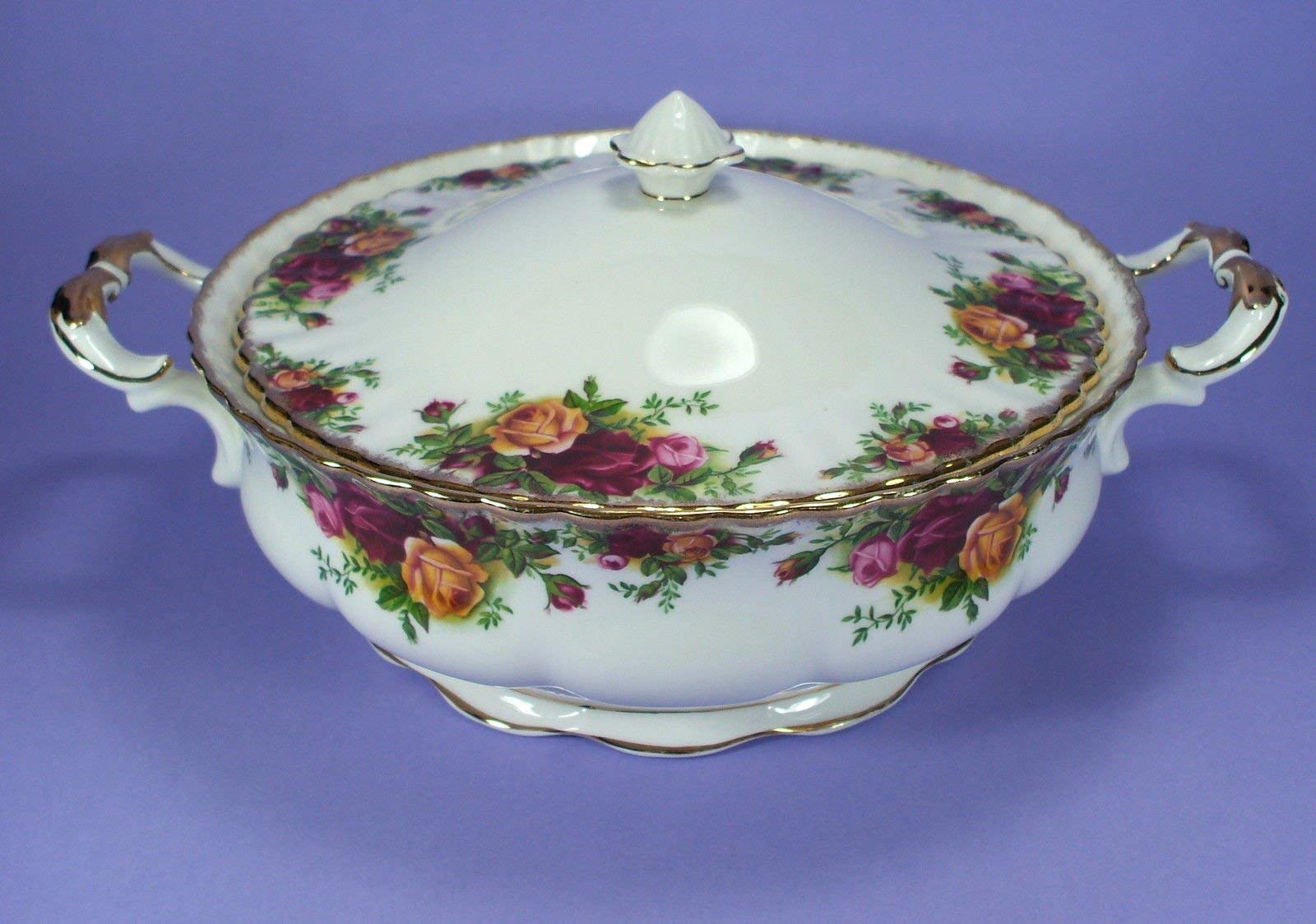 Royal Albert Old Country Roses Covered Vegetable Bowl, 50 Oz, Multi