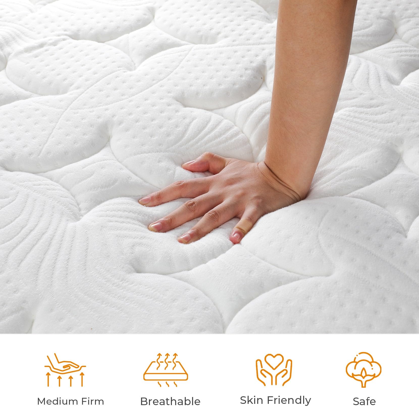 Koorlian Twin Mattress 10 Inch, Hybrid Sing Bed Mattress In A Box, Twin Size Mattress With Memory Foam And Pocket Spring, Breath