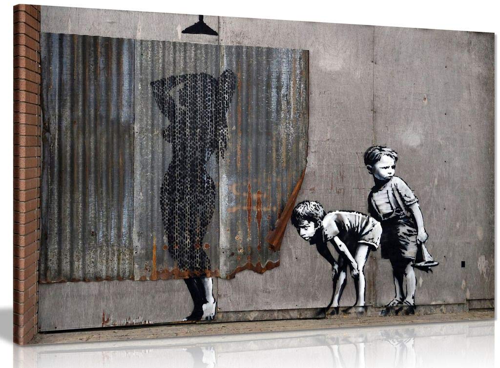 Exposed Kids Banksy Dismaland Canvas Wall Art Picture Print (30X20In)