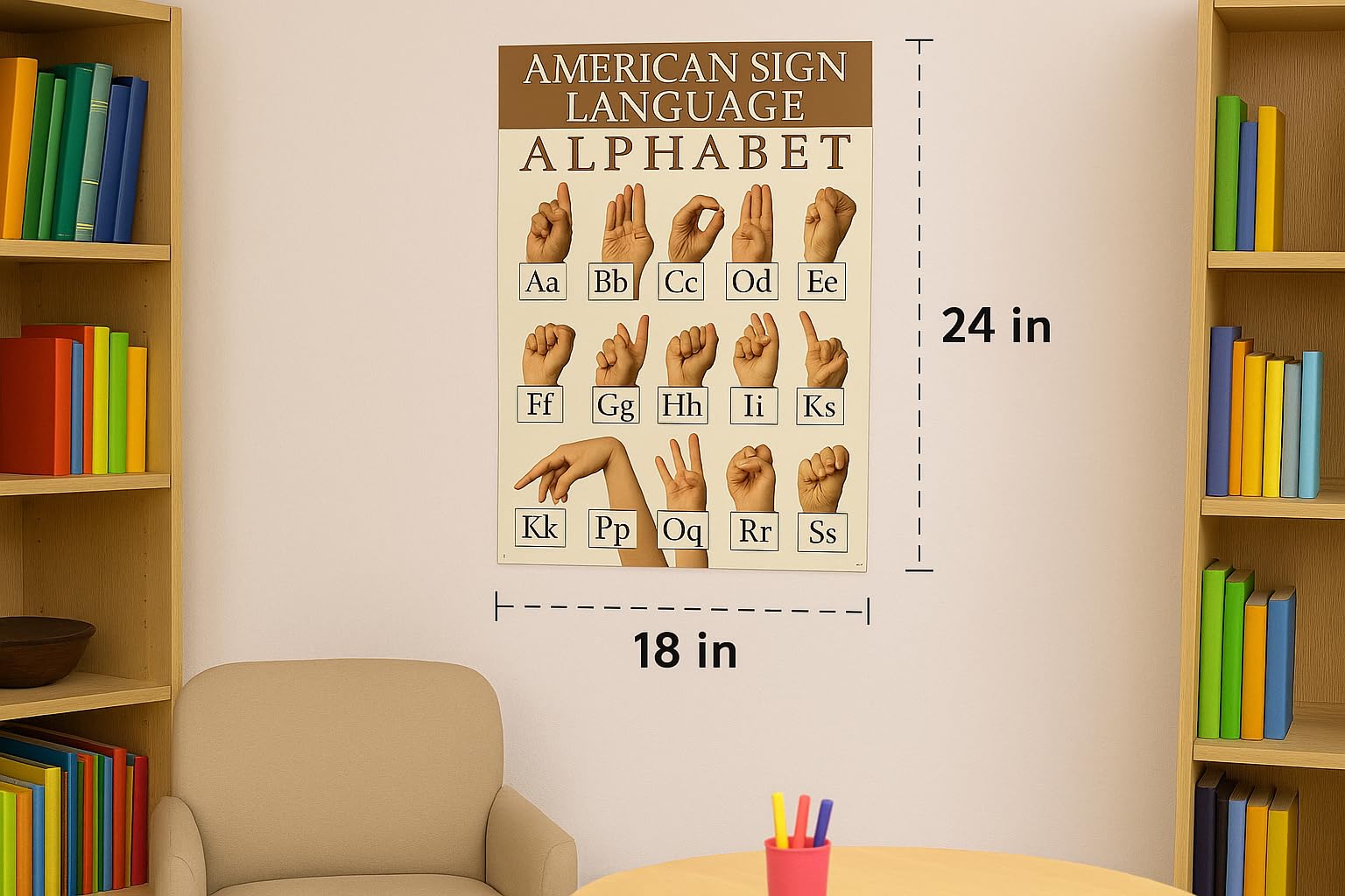 Gerard Aflague Collection ASL Alphabet Poster - 18x24 Inches - Matte Finish