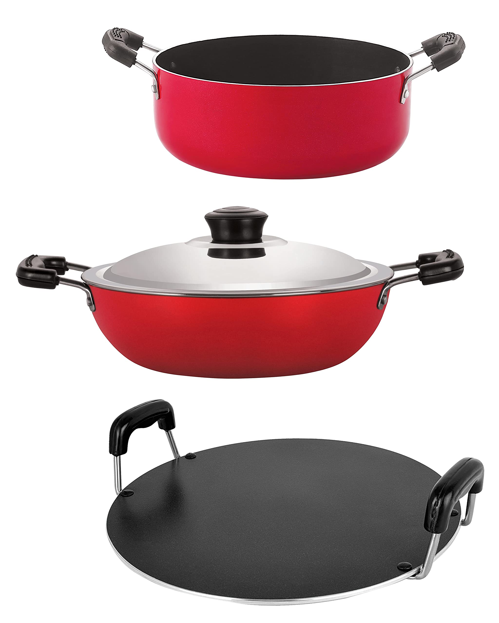 Nirlon Aluminium Non Stick Non Induction Cookware Set Of 3Piece (Dkd(J)_Rt_Cs24)