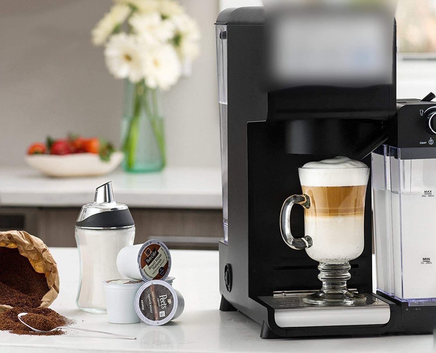 J&M Design Sugar Dispenser With Pour Spout Lid Sugar Container Shaker Coffee Bar Accessories Organizer Essentials Powdered Cream
