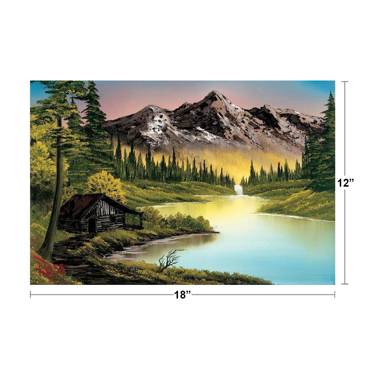 Poster Foundry Bob Ross Mountain Retreat Art Print 12x18 - Cool Wall Art, Happy Accidents, Model 141068