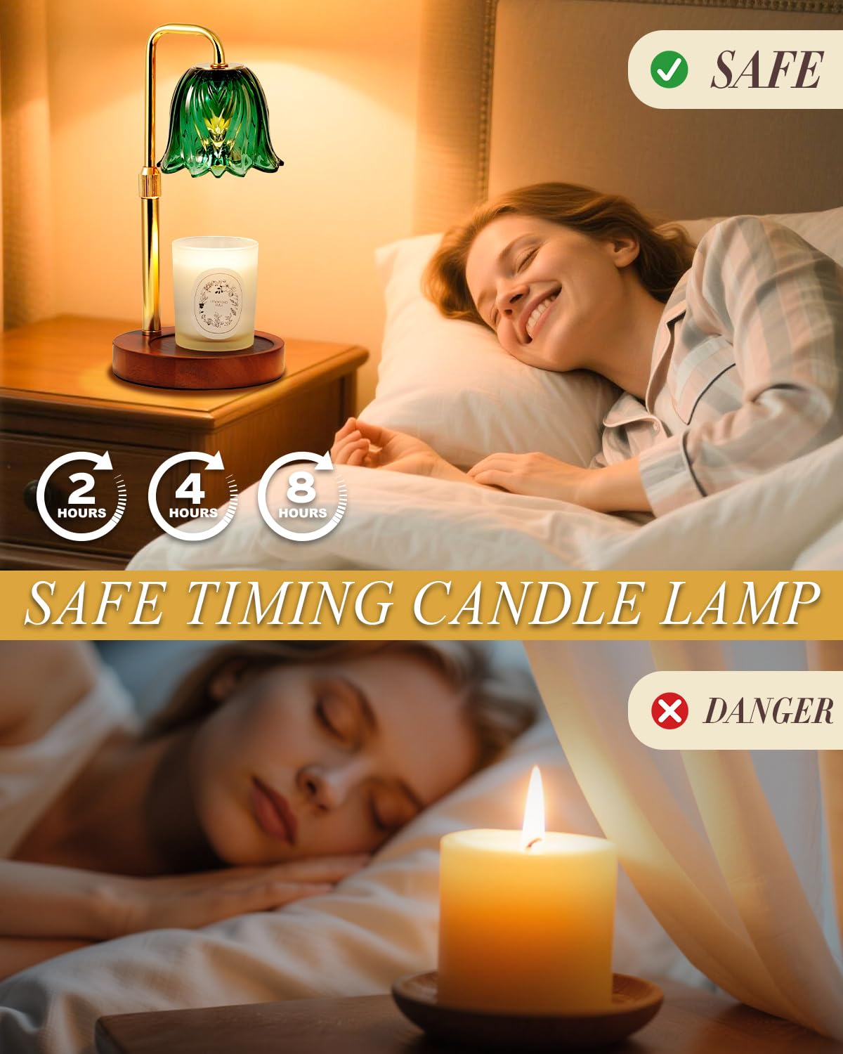 Funslive Flower Candle Warmer Lamp with Timer Dimmable, Candle Warming Lamp Height Adjustable, Christmas Gifts for Women, Candle