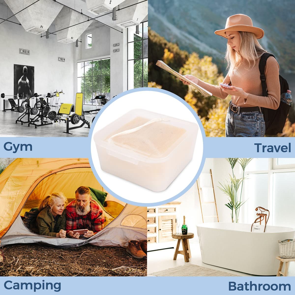 Square Travel Soap Container, Vonpri Soap Dish Shower Square Soap Holder Bar Soapbox Case Soap Saver For Bathroom Travel Gym Cam