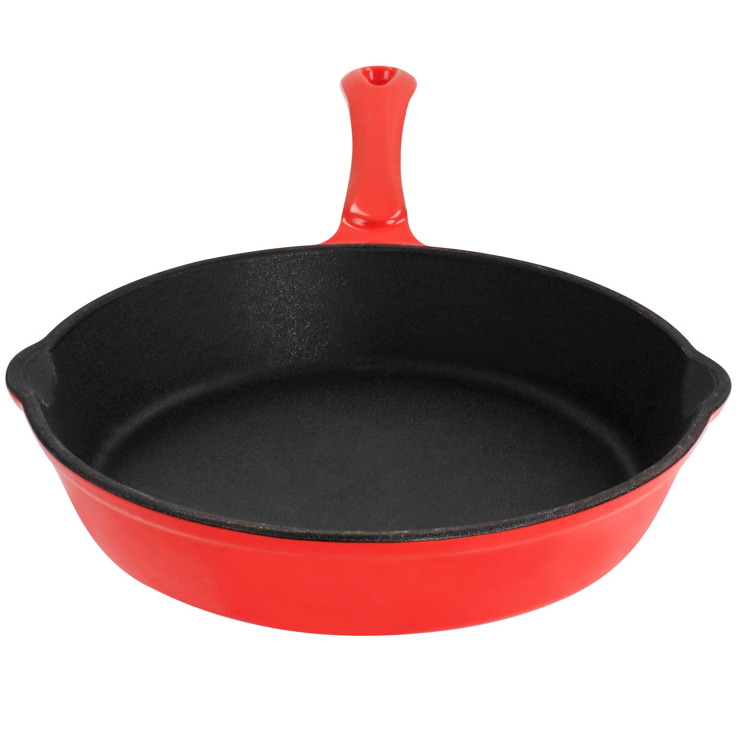 Megachef Enameled Round 8 Inch Preseasoned Cast Iron Frying Pan In Red (Mcce-8)