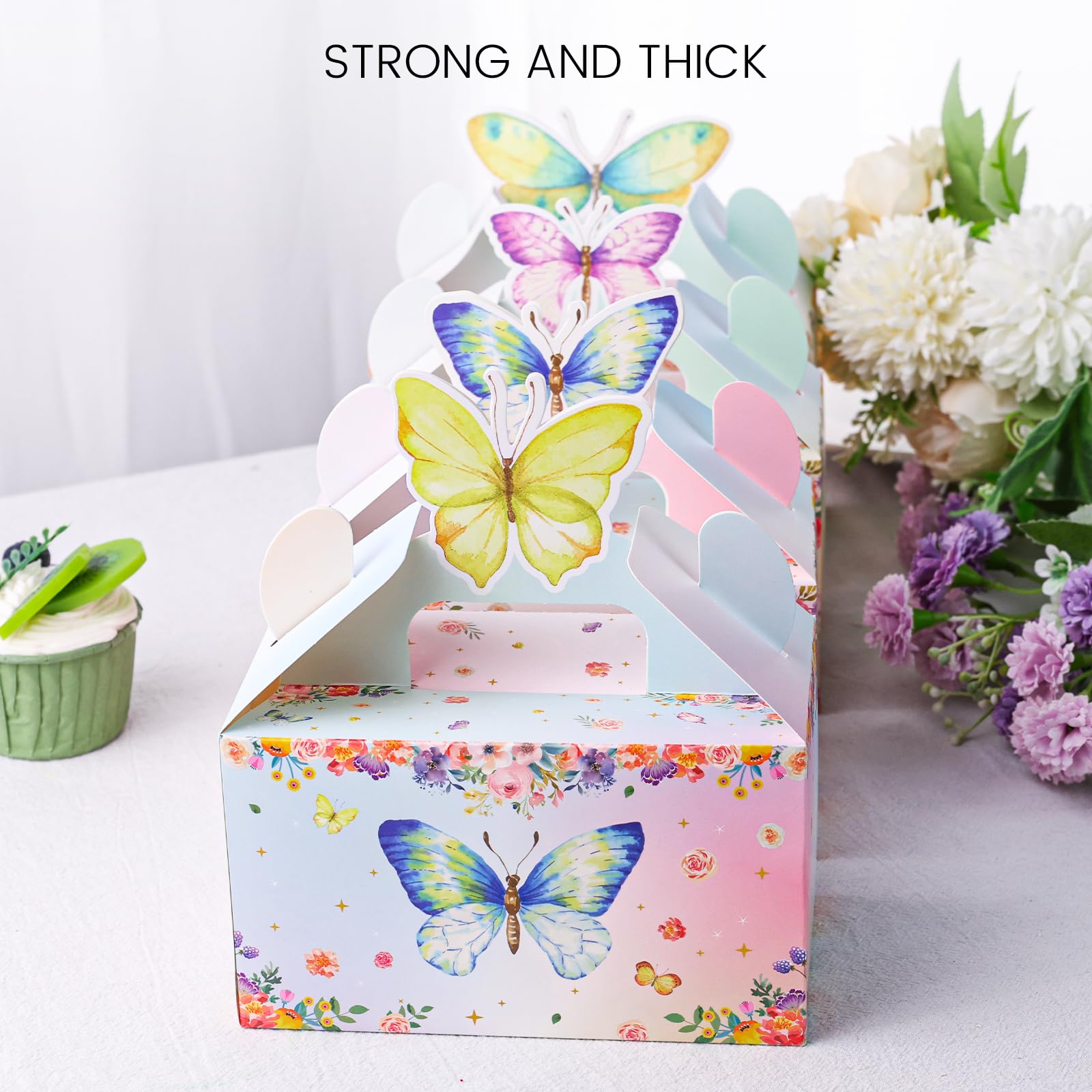 VGOODALL 30PCS Party Favor Boxes, Goodie Gable Treat Box Butterfly Paper Candy Containers for Birthday Party Supplies Baby Showe