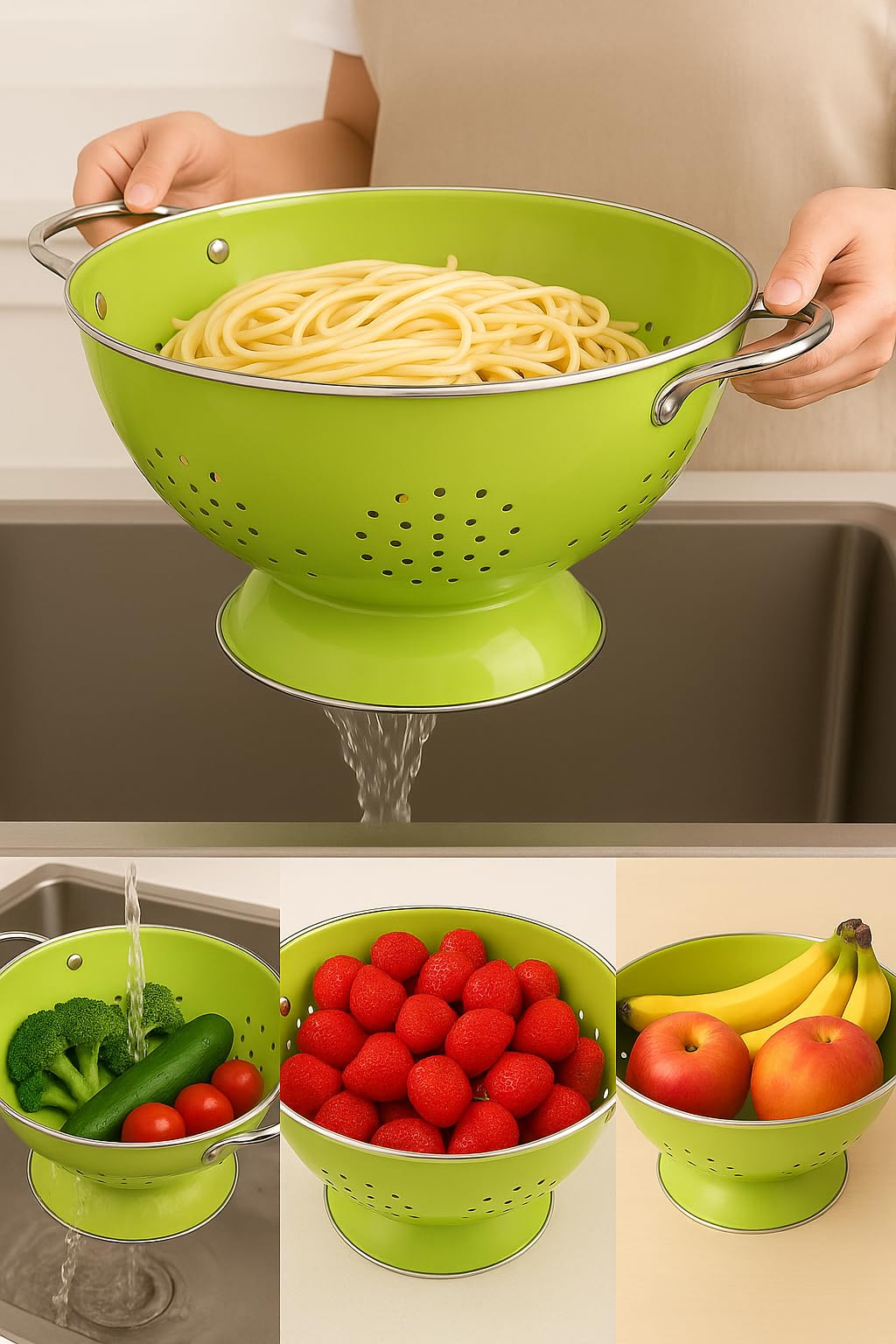 Calypso Basics By Reston Lloyd Powder Coated Enameled Colander, 5 Quart, Indigo