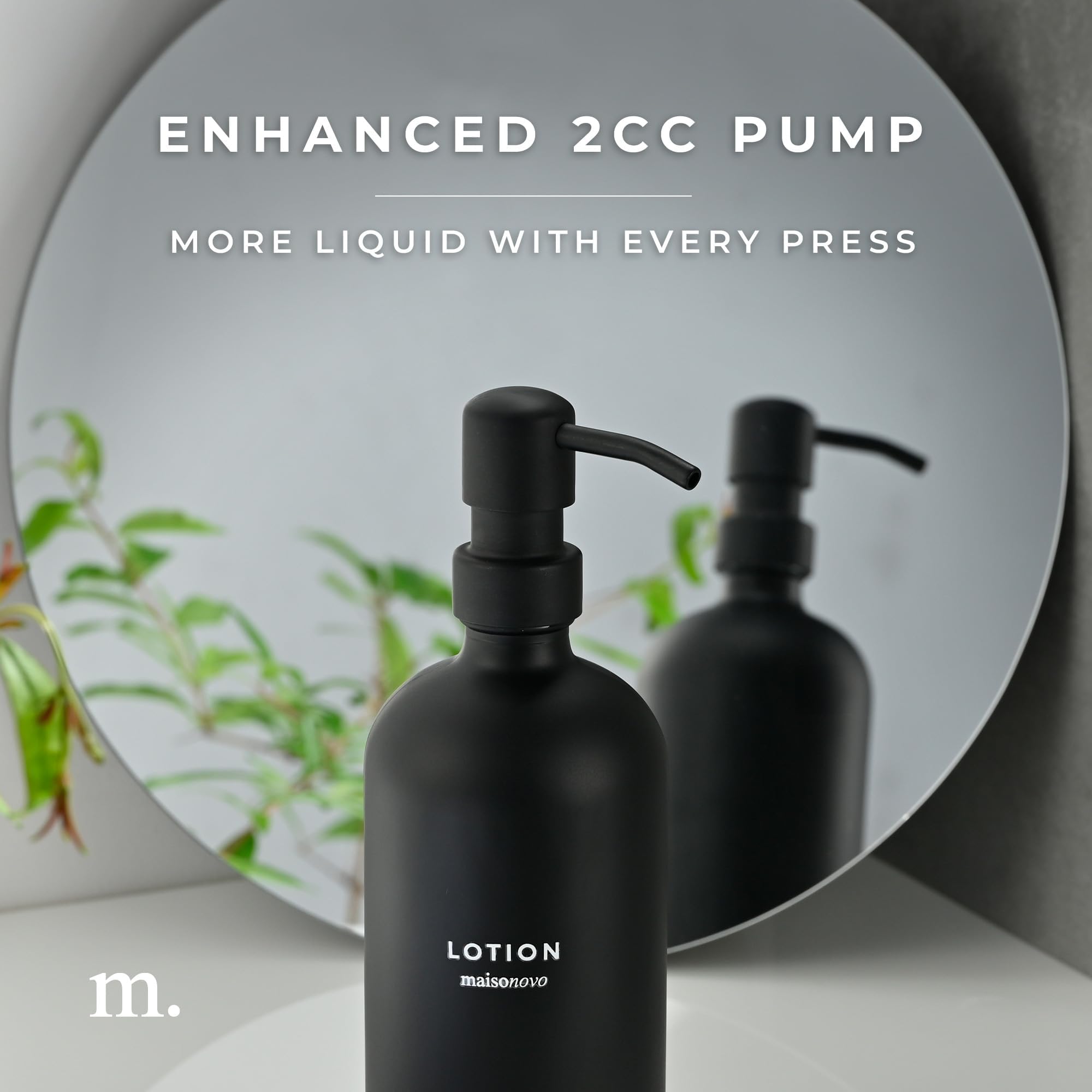 Maisonovo Black Hand Soap Dispenser For Bathroom Set | 16.9 Fl Oz Black Glass Black Pump X 2