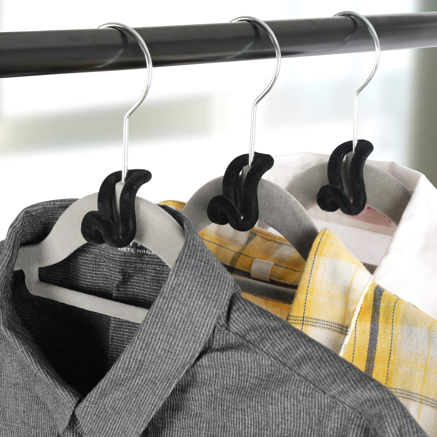 Clothes Hanger Connector Hooks, 60 Pcs Heavy Duty Velvet Clothes Hangers With Cascading Hook, Space Saver Mini Cascading Hangers