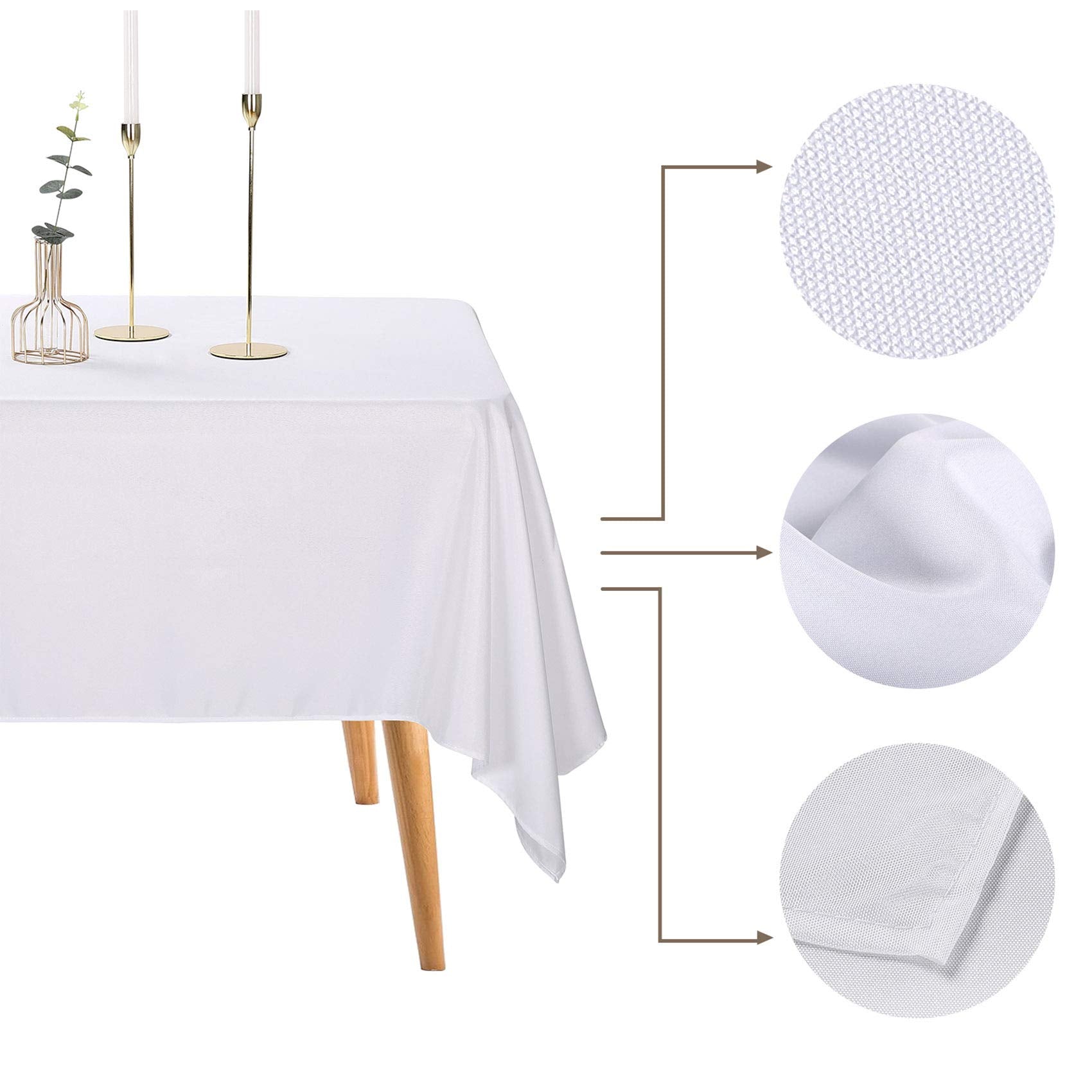 Ascoza 2Pack 60X84 Inch White Rectangular Tablecloth 4 Feet Table Cloth In Polyester Fabric For Wedding/Banquet/Restaurant/Parti