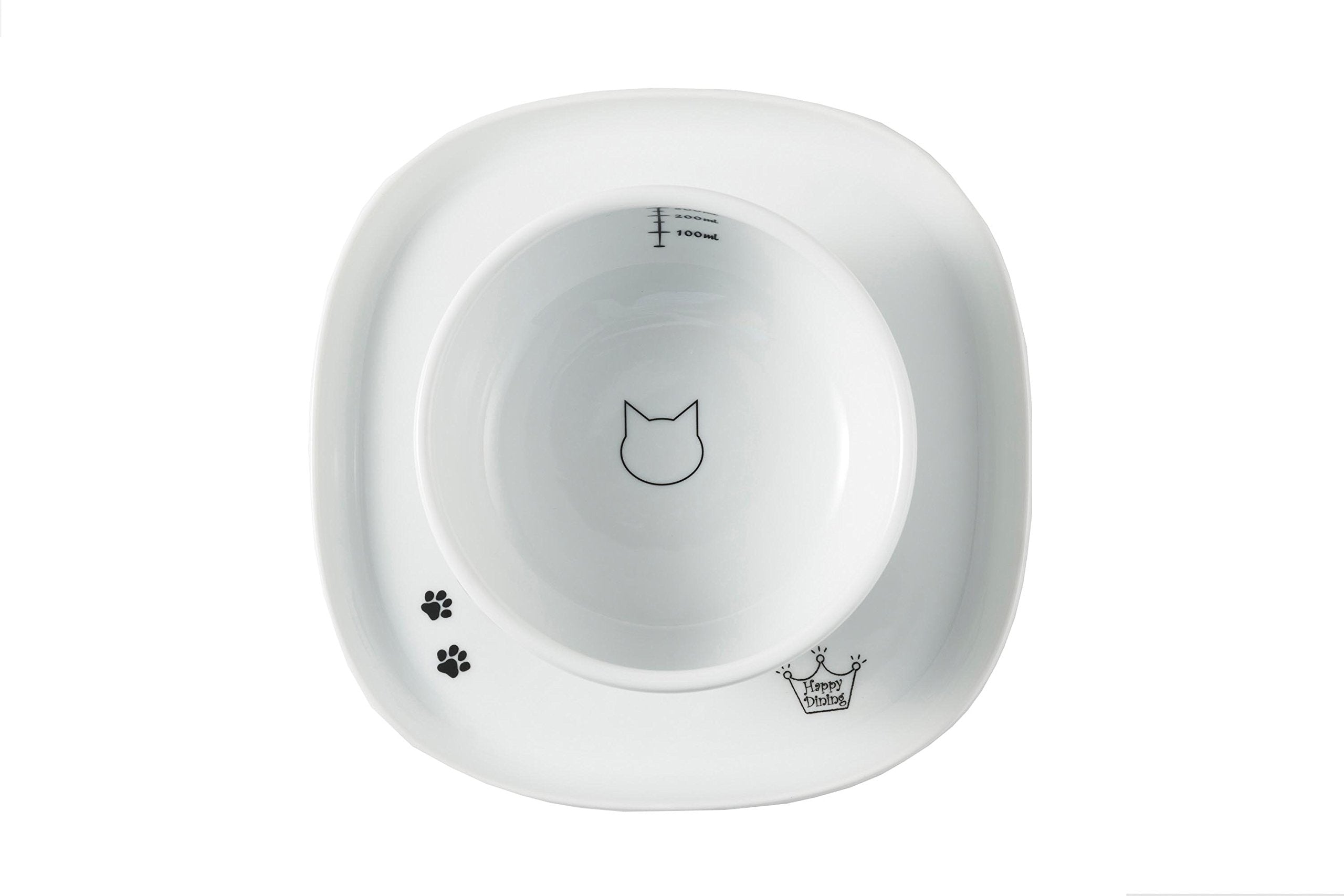 Necoichi Raised Cat Bowl Dining Tray (White, Single)