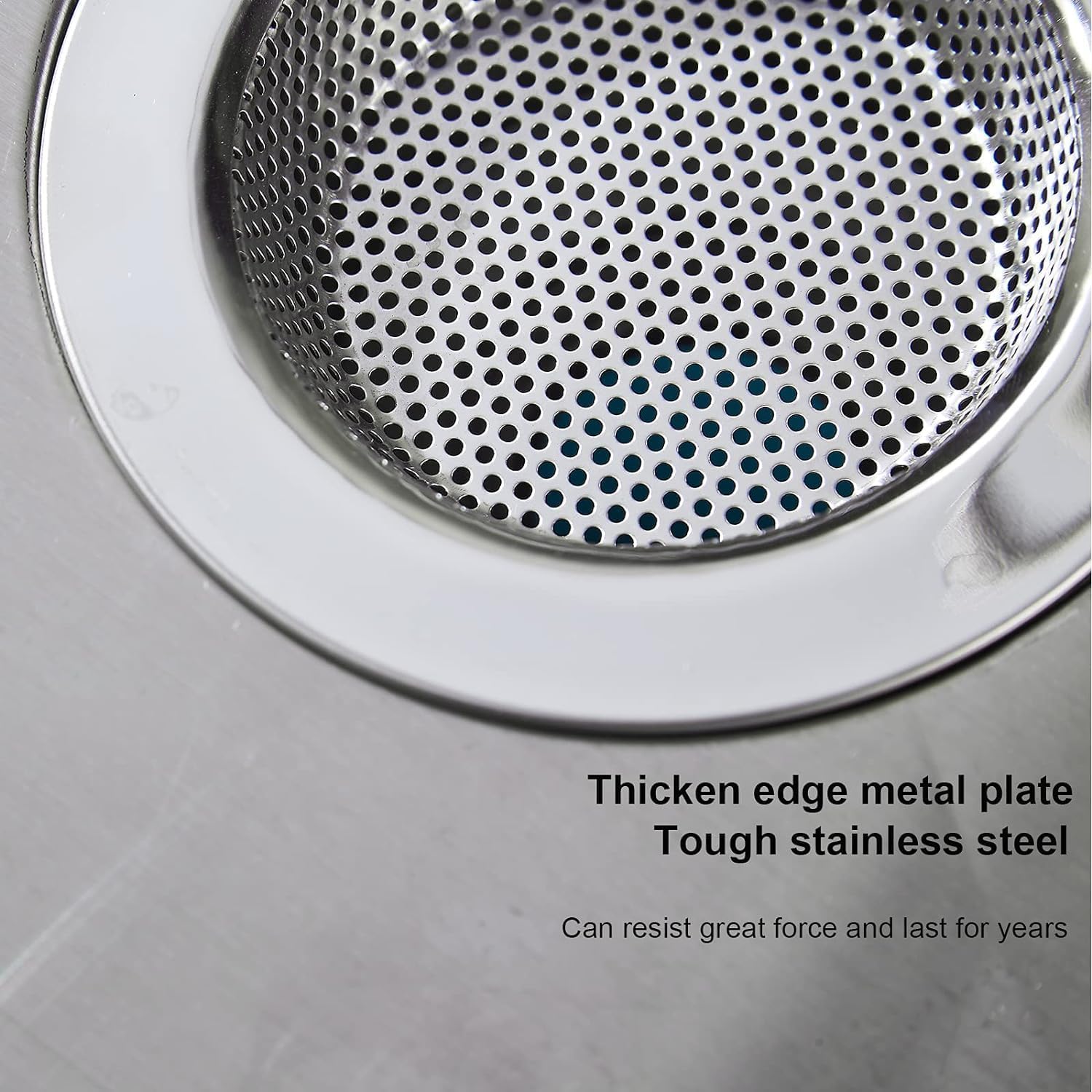 Kitchen Sink Strainer Stainless Steel  LASSHSWA Kitchen Sink Drain Strainer  Sink Strainers for Kitchen Sinks with Large Wide Rim 4.5'' Diameter (2 Pack)