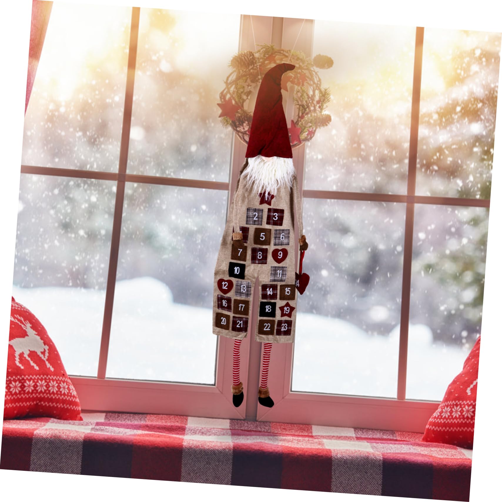 EXCEART Christmas Advent Calendar Hanging Gnome Doll Festive Decoration for Holiday Countdown Design for Home Party for Boys and