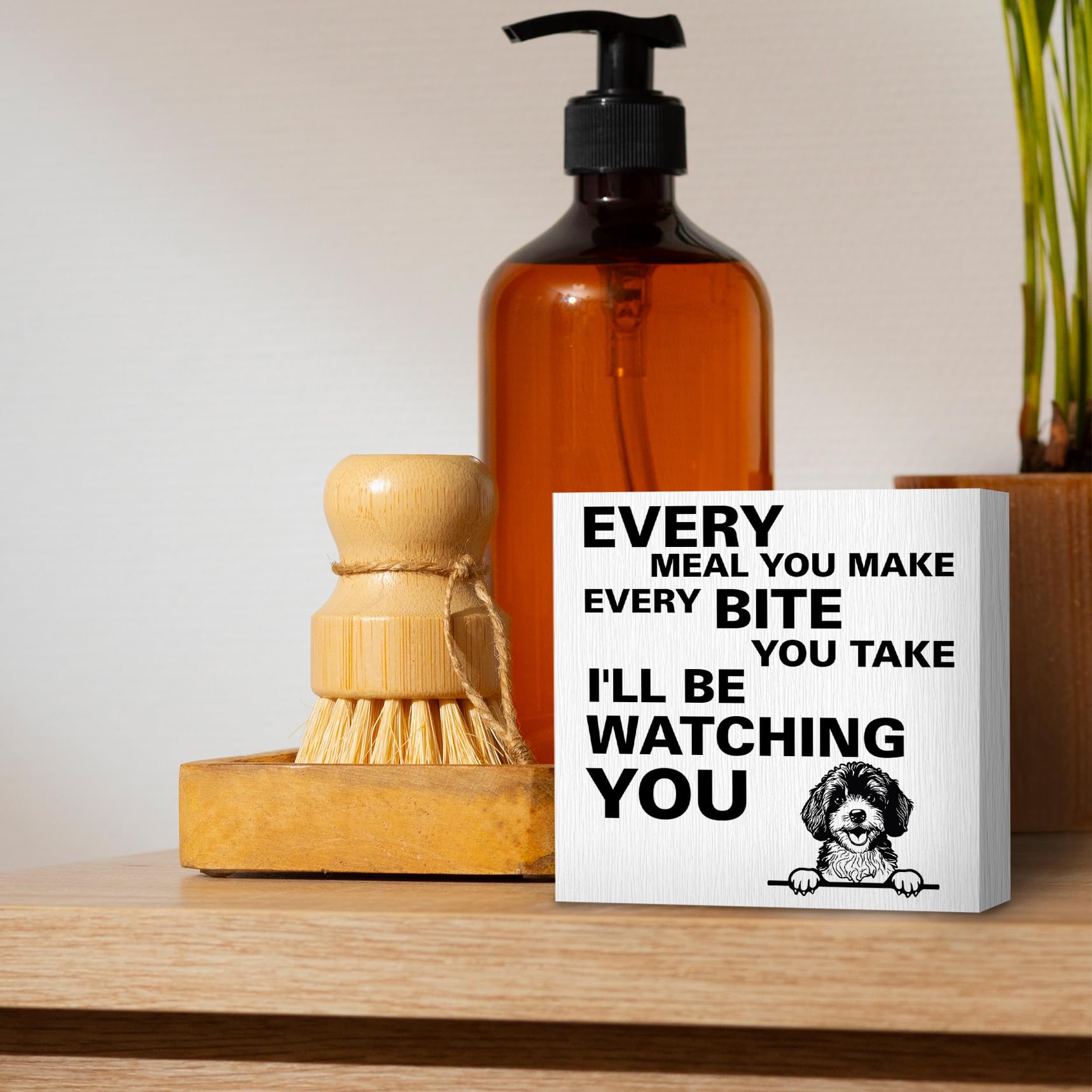 ANIANG Every Meal You Make Every Bite You Take Wooden Box Sign, Goldendoodle Gifts, Funny Kitchen Decor, Dog Decor, Dog Mom Gift