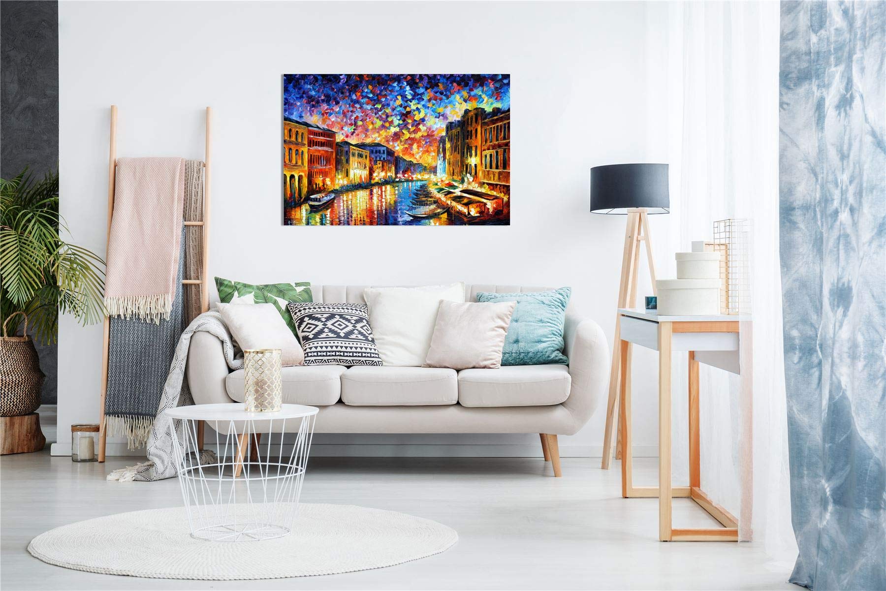 Venice Grand Canal By Leonid Afremov Canvas Wall Art Picture Print For Home Decor (30X20)